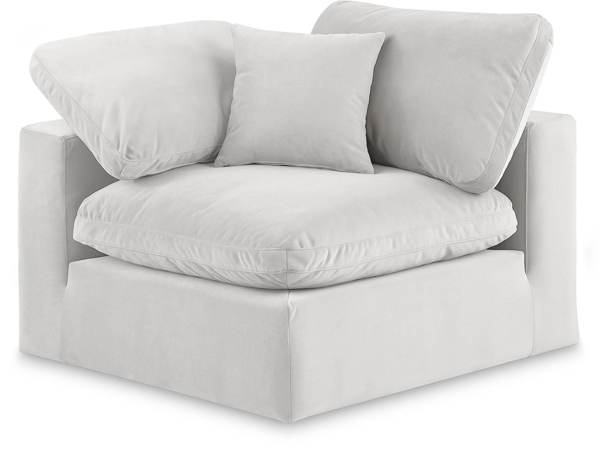 Comfy Velvet Modular Sectional — Add-On: Corner Chair — Cream