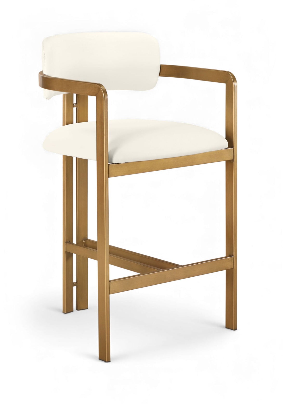 Aurum Vegan Leather Counter Stool with Brushed Brass