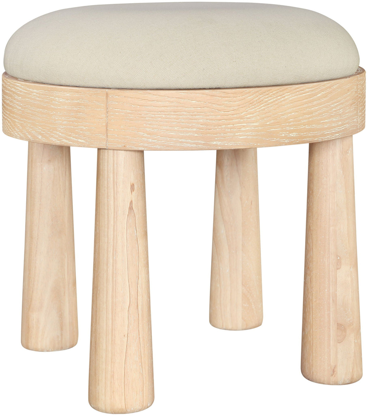Larea Linen Ottoman with Natural Base