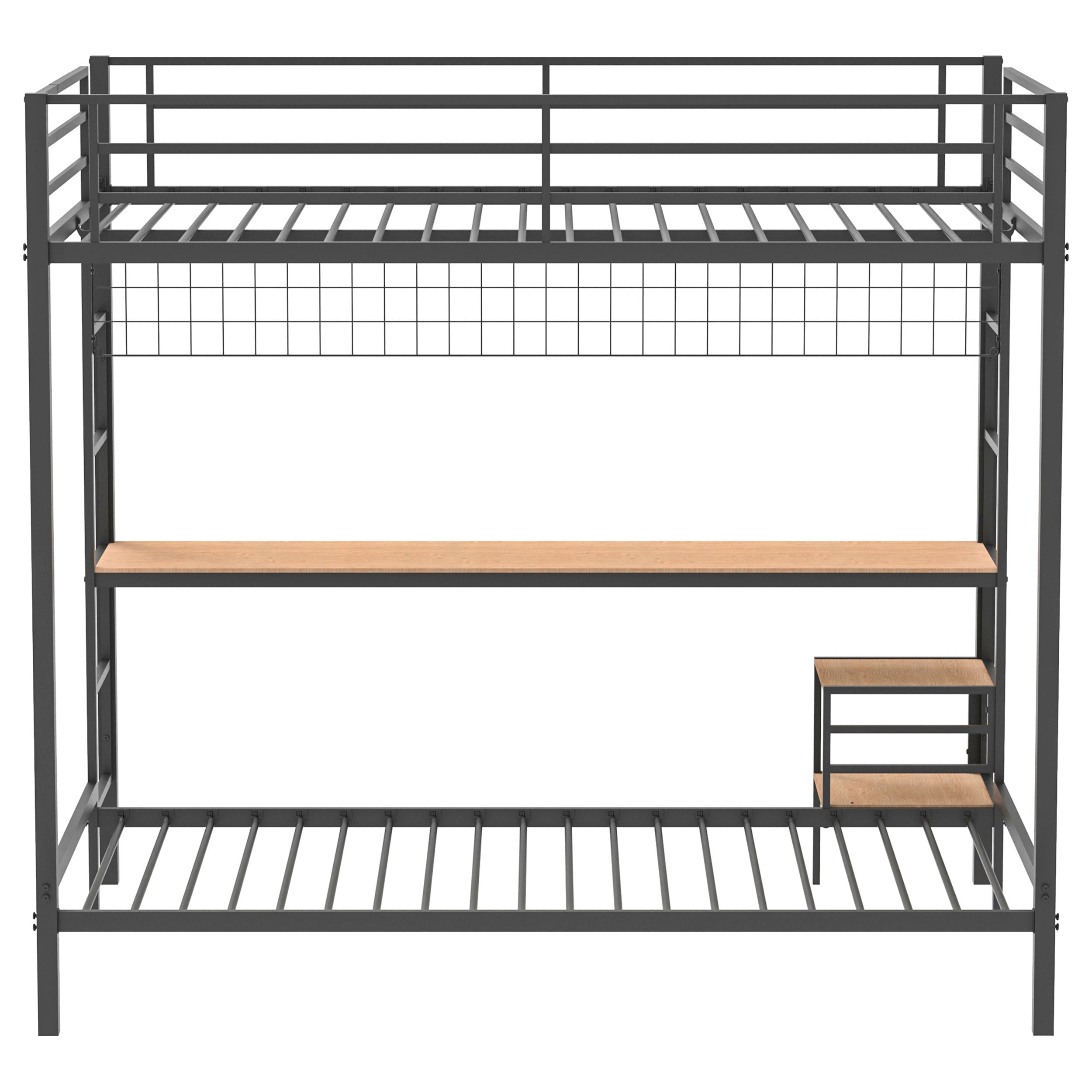 Campus Metal Full Over Twin Workstation Bunk Bed