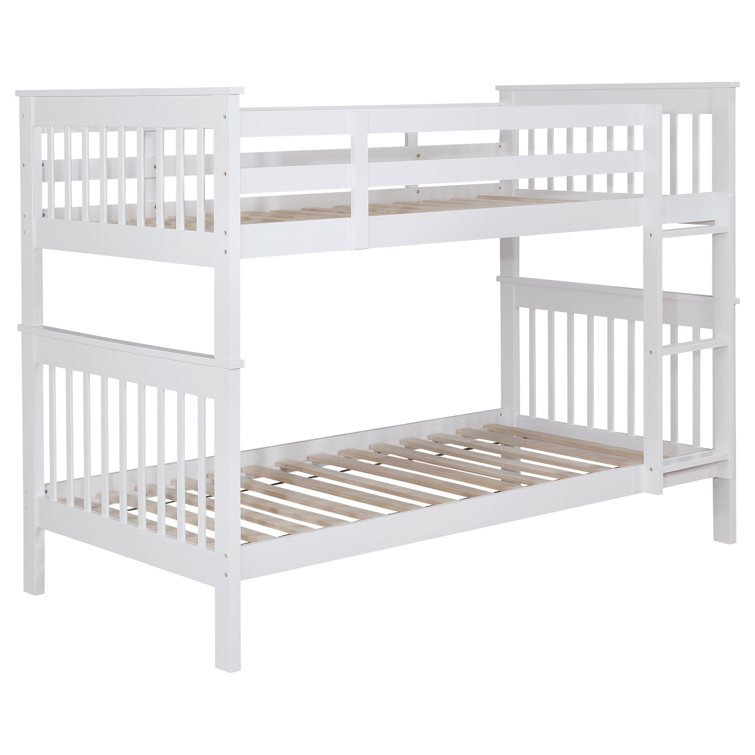 Chapman Wood Twin Over Twin Bunk Bed with Mattress White
