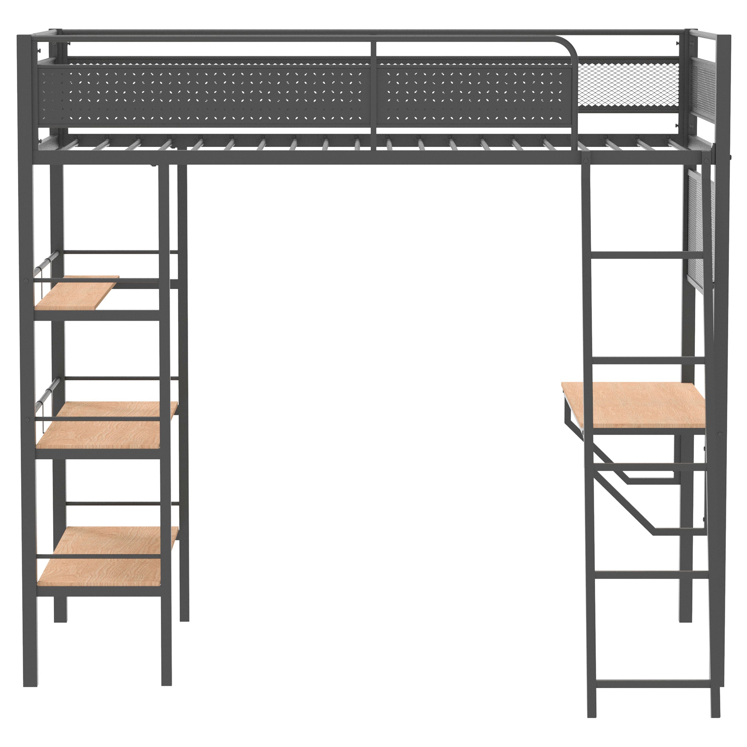 Campus 3-shelf Metal Twin Workstation Loft Bed Matte