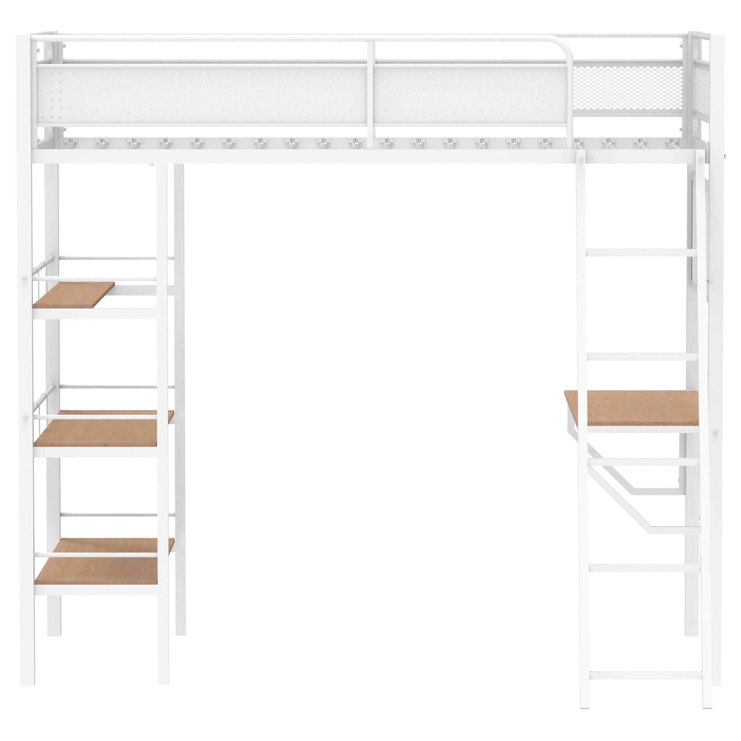 Campus 3-shelf Metal Twin Workstation Loft Bed Matte
