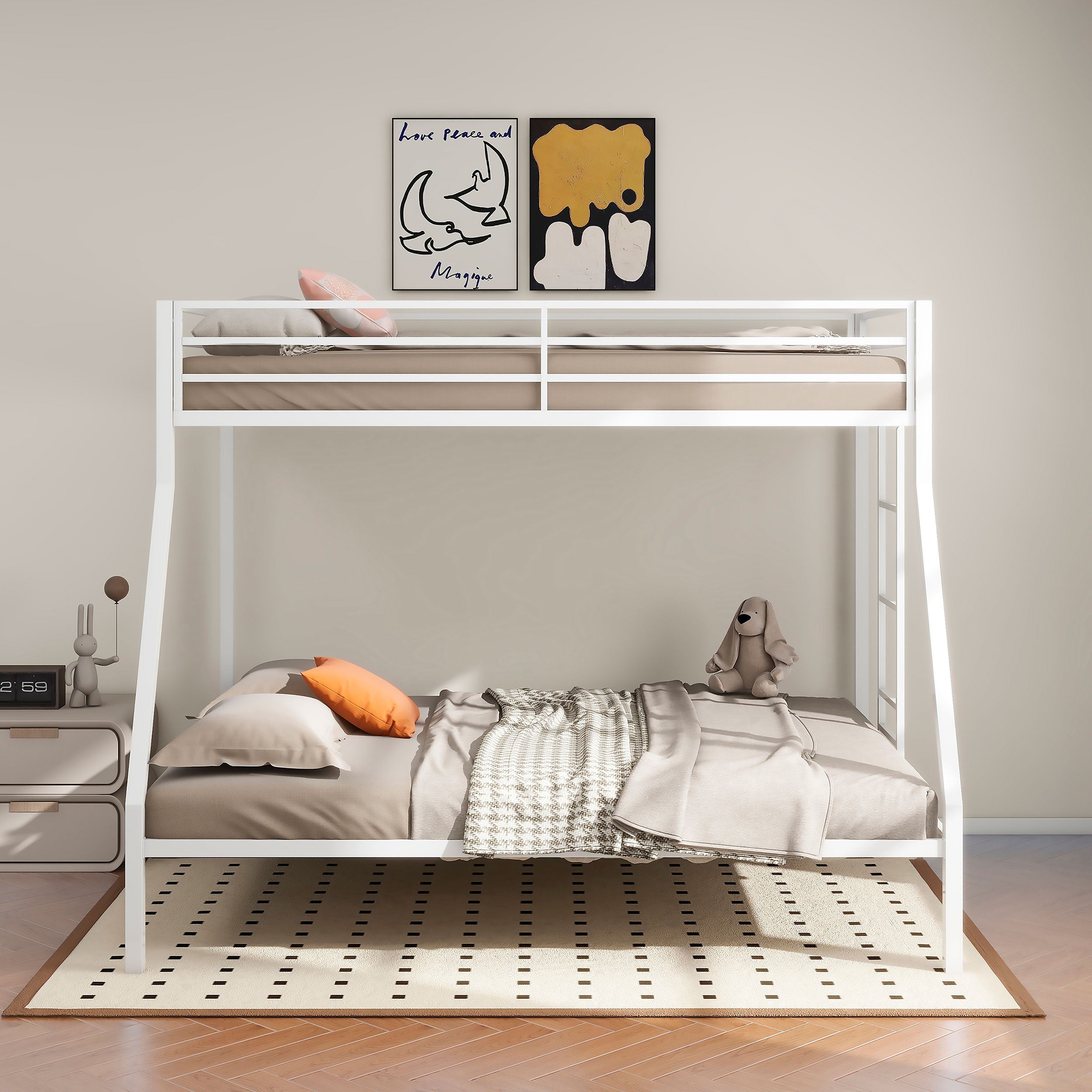 Alevera Metal Twin Over Twin Bunk Bed with Ladder