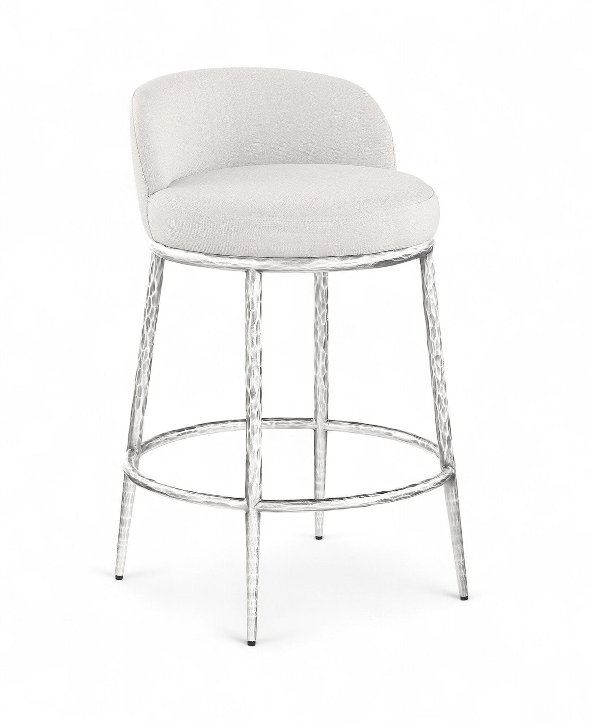 Ferro Upholstered Counter Stool with Brushed Silver Base