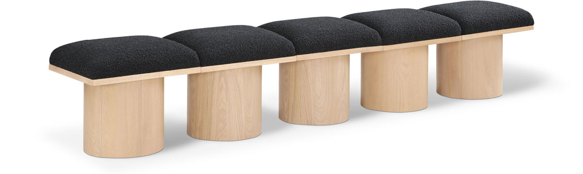 Pavilion Modular Bench 5-Piece Bench, 90"W x 15.5"D — Black / Natural Base