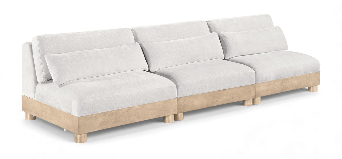Turin Chenille Modular Sectional — 3-Piece Armless Sofa (120" Wide) — Cream