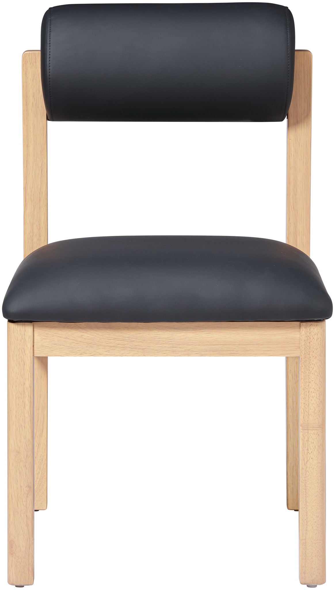 Roundhill - Faux Leather Dining Chair (Set of 2) with Natural Frame