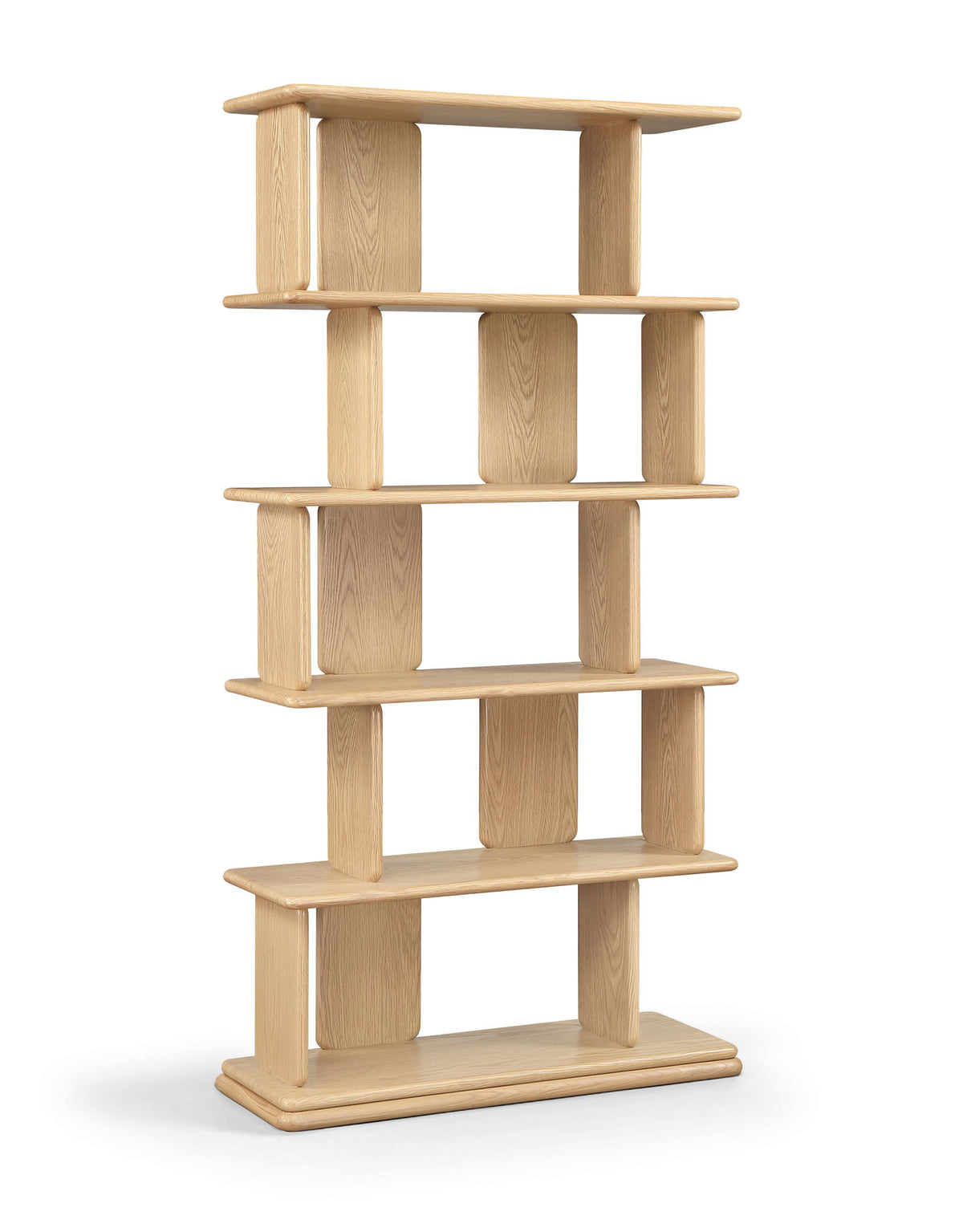 Nexa Oak Veneer Open-Shelf Bookcase — Black or Natural