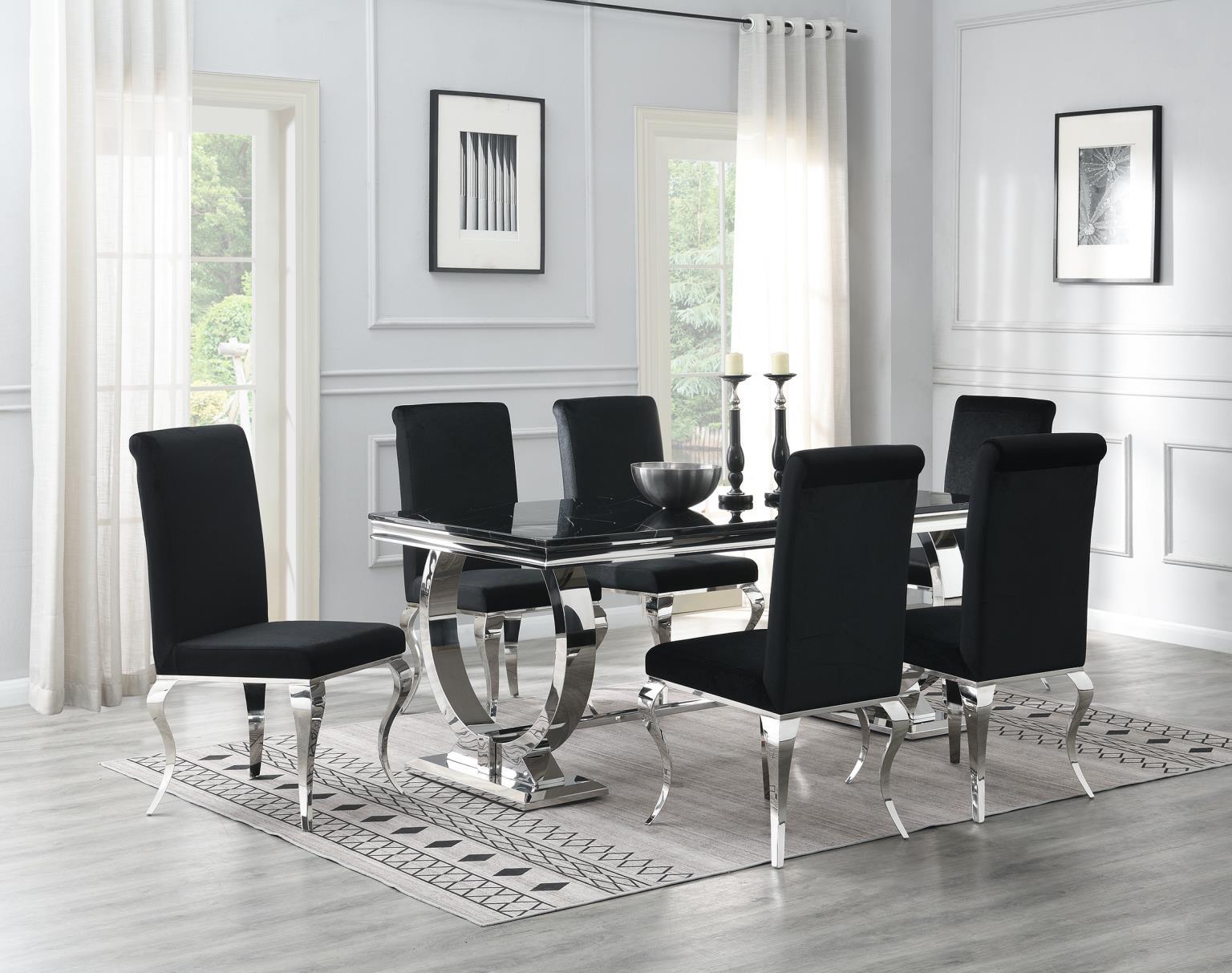 G-082-T-BLACK Black Marble Dining Table