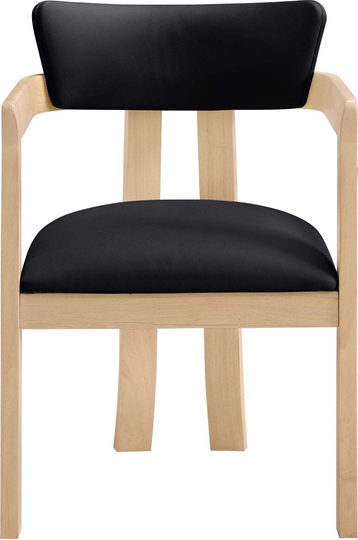 Lavrin Vegan Leather Dining Arm Chair (Set of 2) with Natural Base