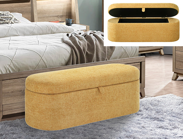 Philipa Gold Tweed Storage Bench