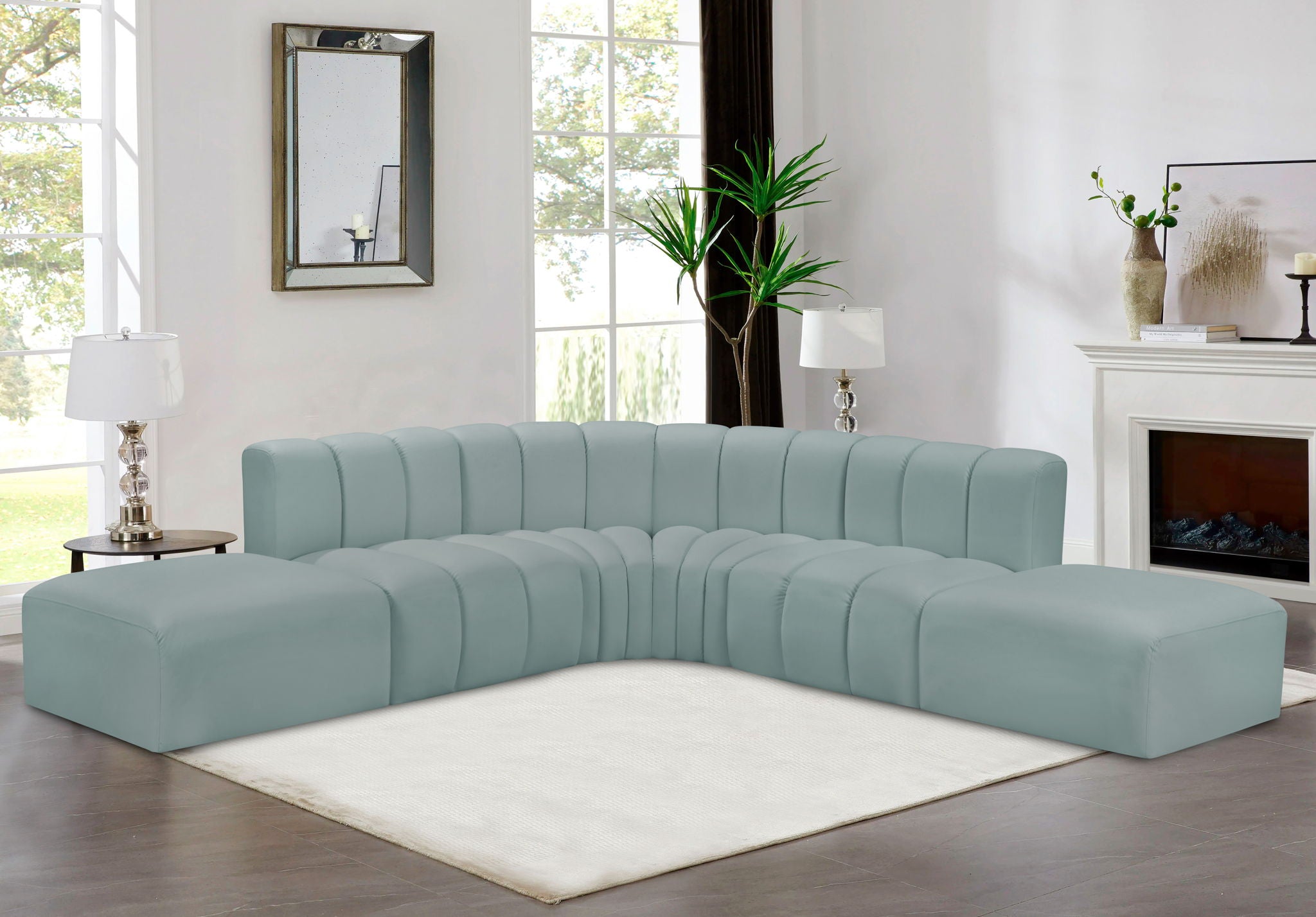 Arc - Faux Leather 6 Piece Corner Modular Sofa