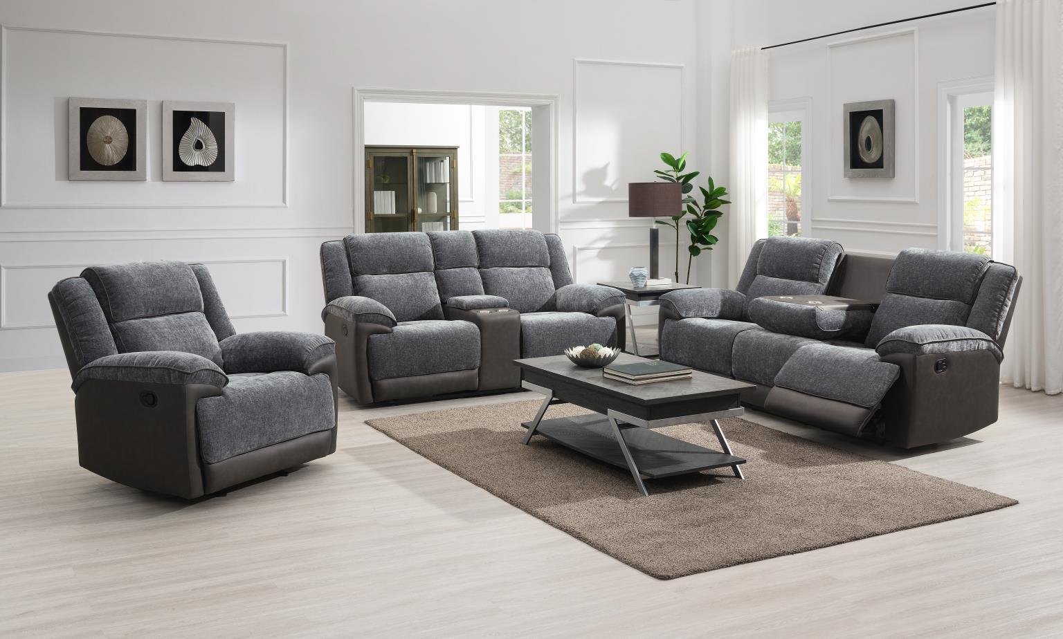 U177 Charcoal Gray Motion Glider Chair — 43 in. wide