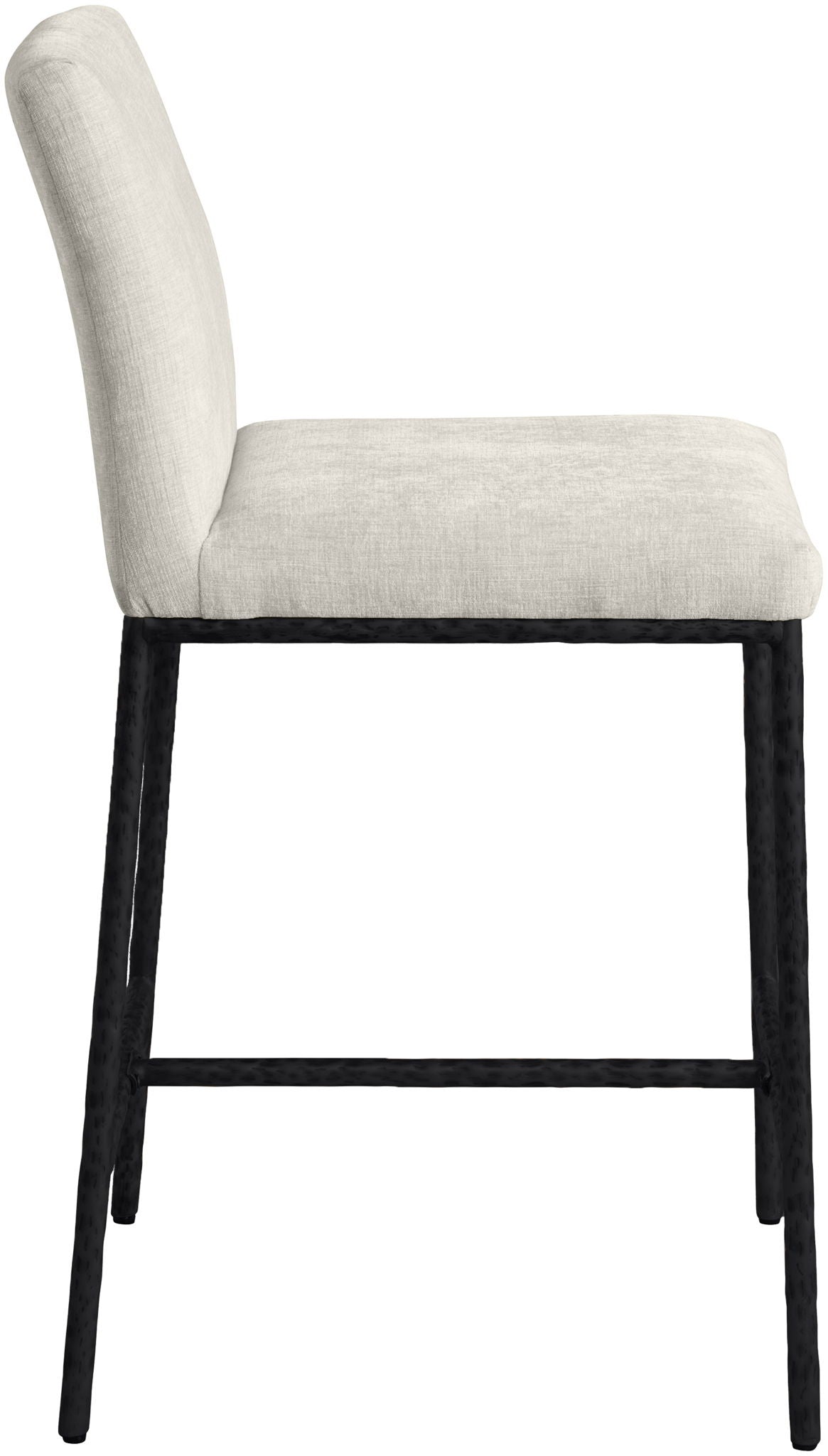 Reeves - Chenille Fabric Upholstered Counter Stool (Set of 2) with Black Base
