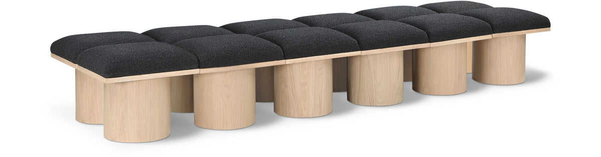 Pavilion Modular Bench 12-Piece Bench, 108"W x 31"D — Black / Natural Base