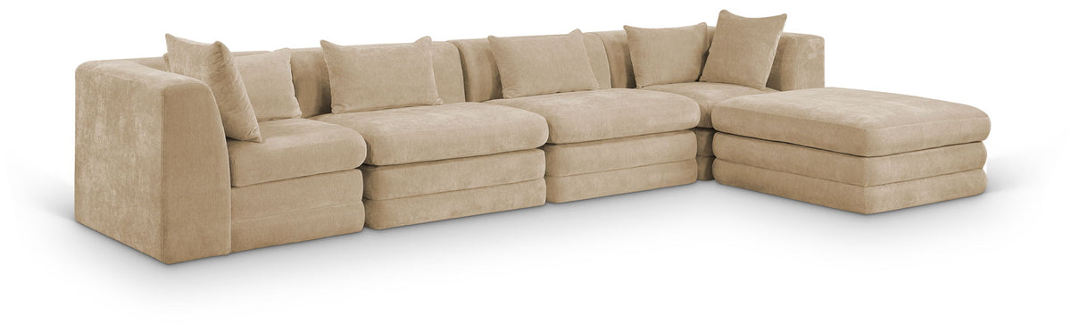 Stellar Chenille Modular Sectional — 5-Piece 152" Sectional, Style A — Beige