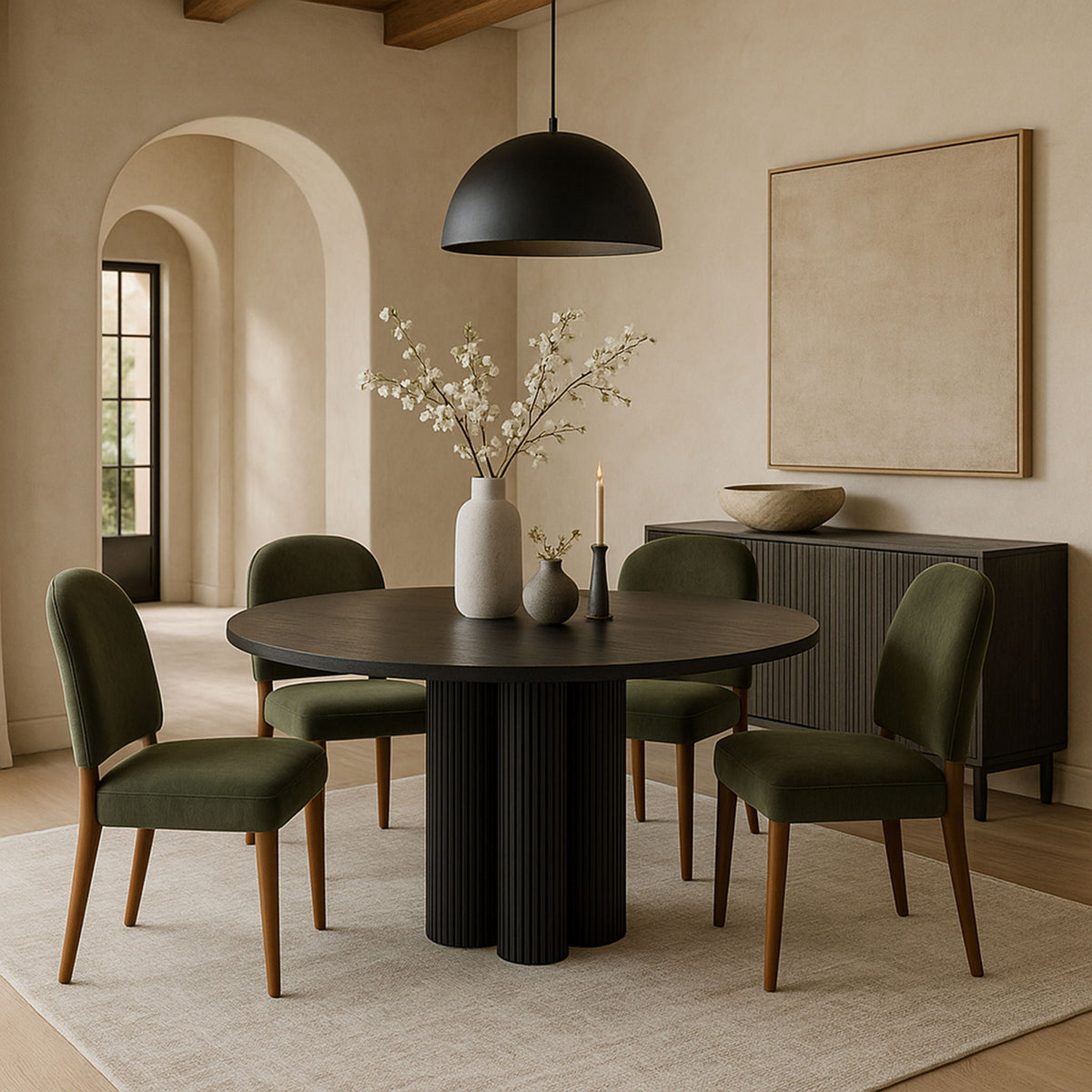 Varinelle - Velvet Dining Chair (Set of 2) with Walnut Frame