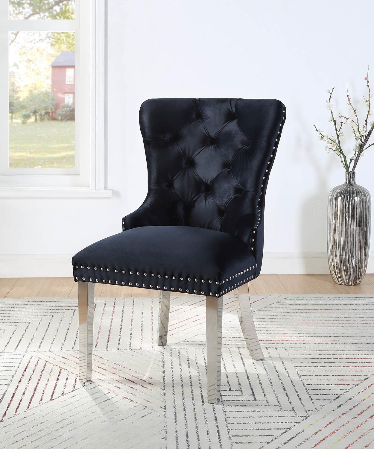 D2082 - Velvet Dining Side Chair With Chrome Legs (Set of 2)