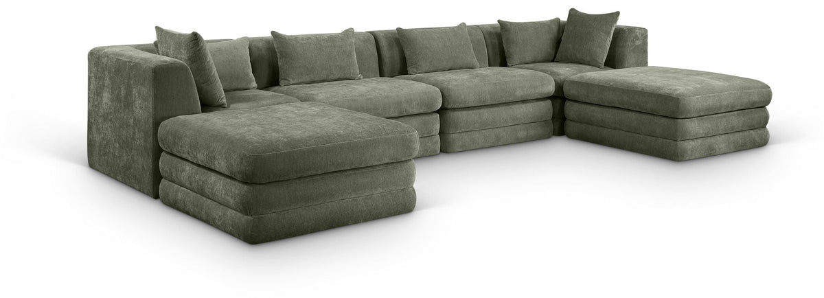 Stellar Chenille Modular Sectional — 6-Piece 152" Sectional, Style B — Green