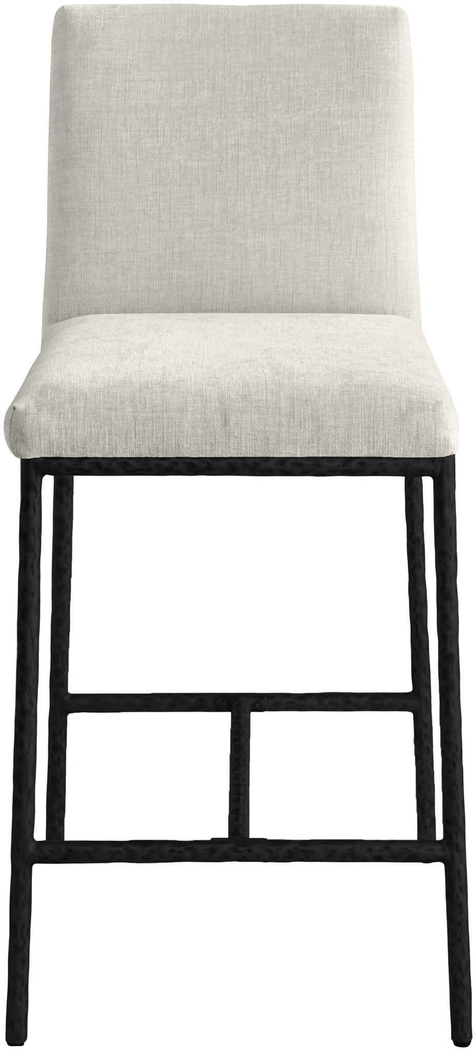 Reeves - Chenille Fabric Upholstered Counter Stool (Set of 2) with Black Base