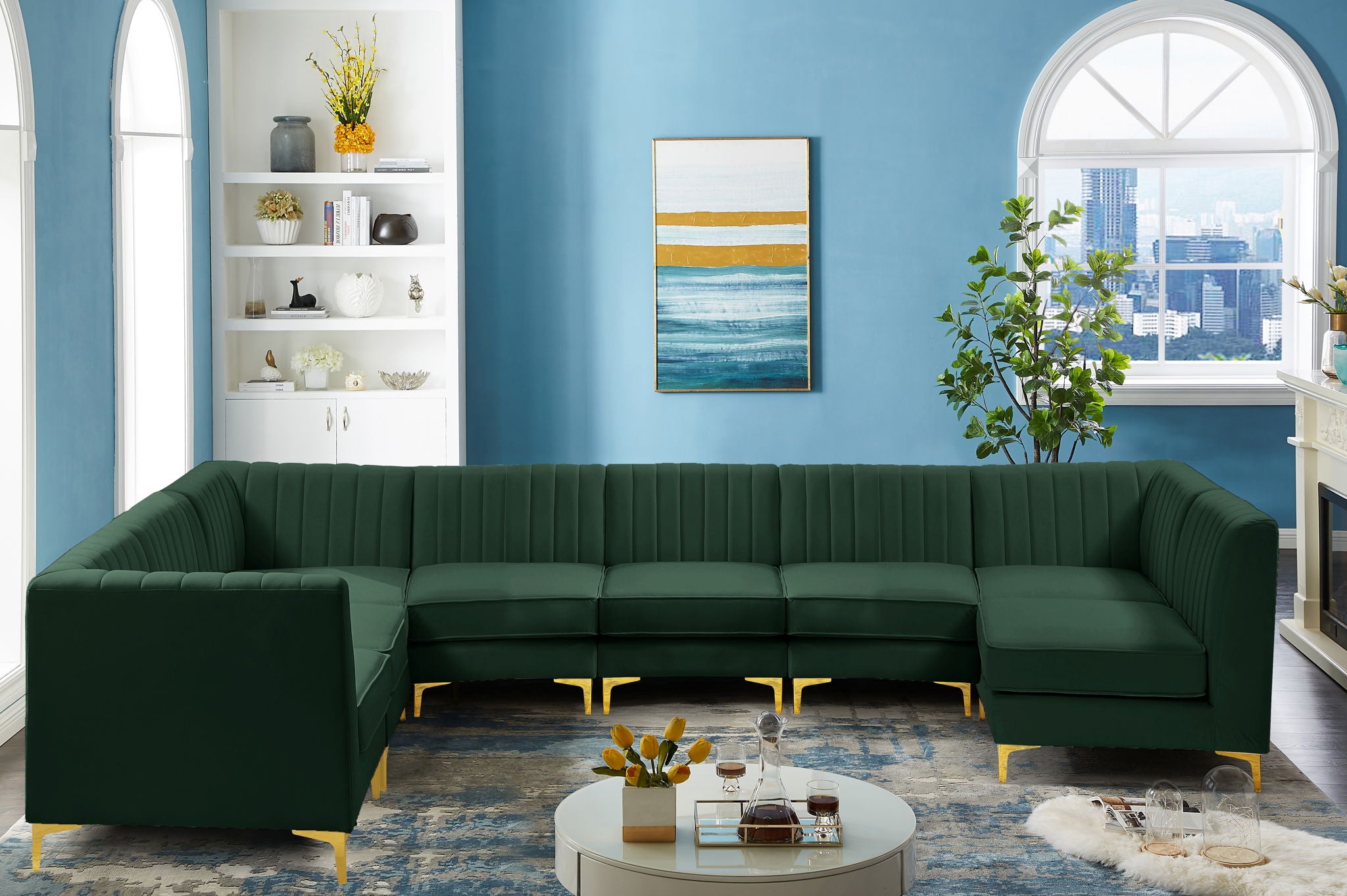 Alina - 8 Piece Velvet Modular Sectional