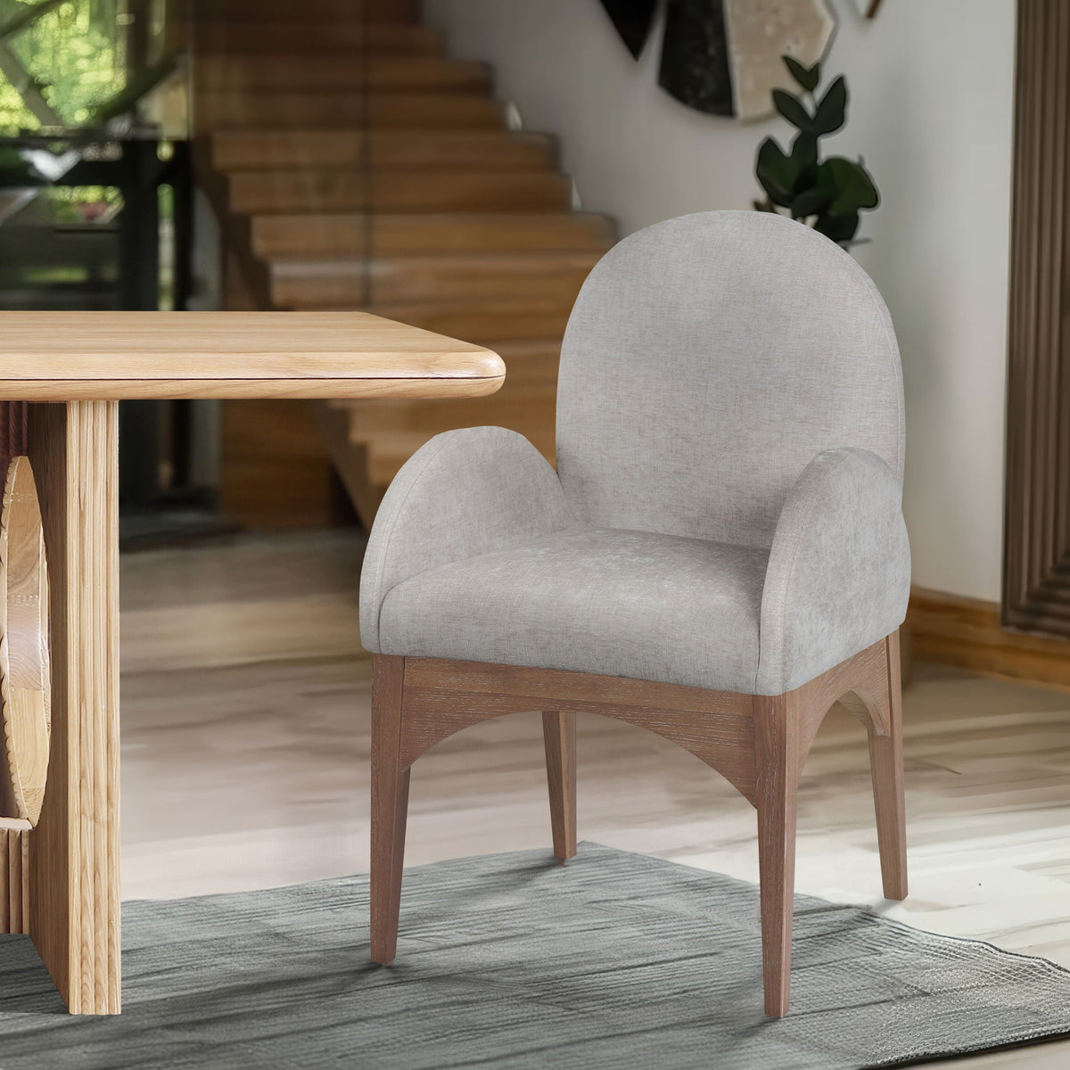 Waldorf - Chenille Dining Arm Chair with Natural Legs