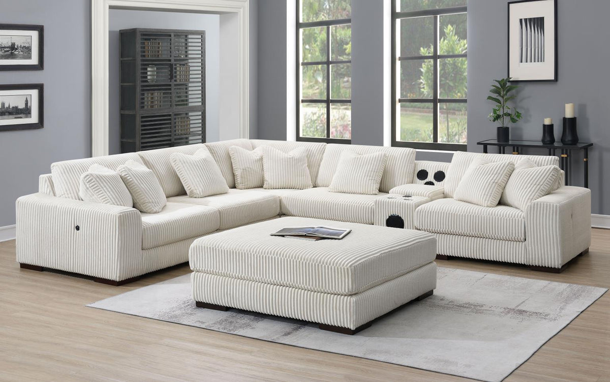 U244 Ivory Ottoman — 52-Inch Wide