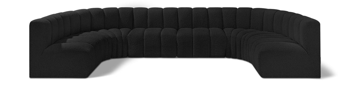 Arc Boucle Modular Sectional — 8-Piece Sofa — Black
