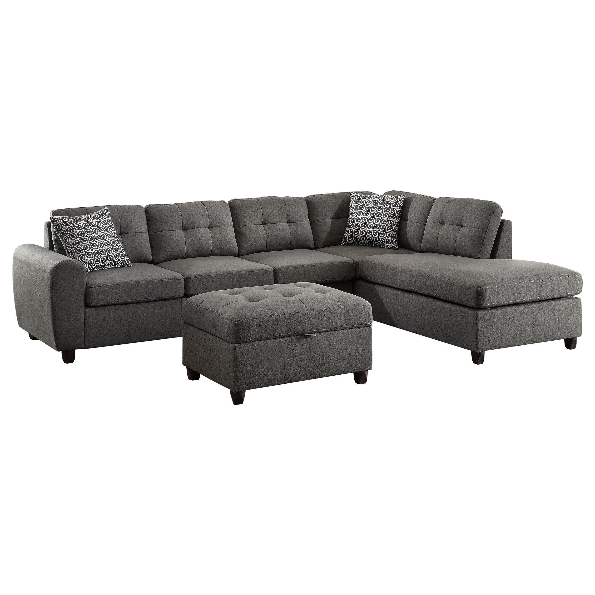 Stonenesse Upholstered Sectional Chaise Sofa Grey