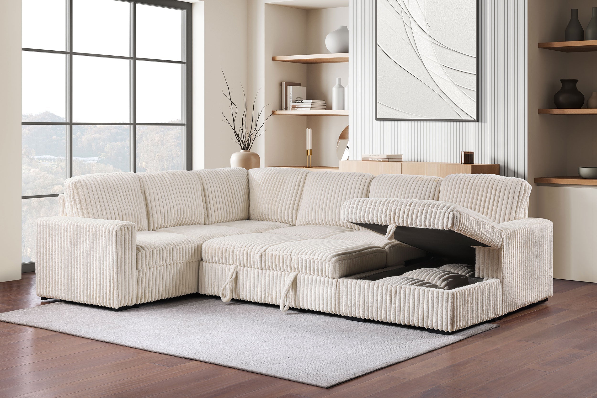 Devonshire Sleeper Sectional Sofa Storage Chaise
