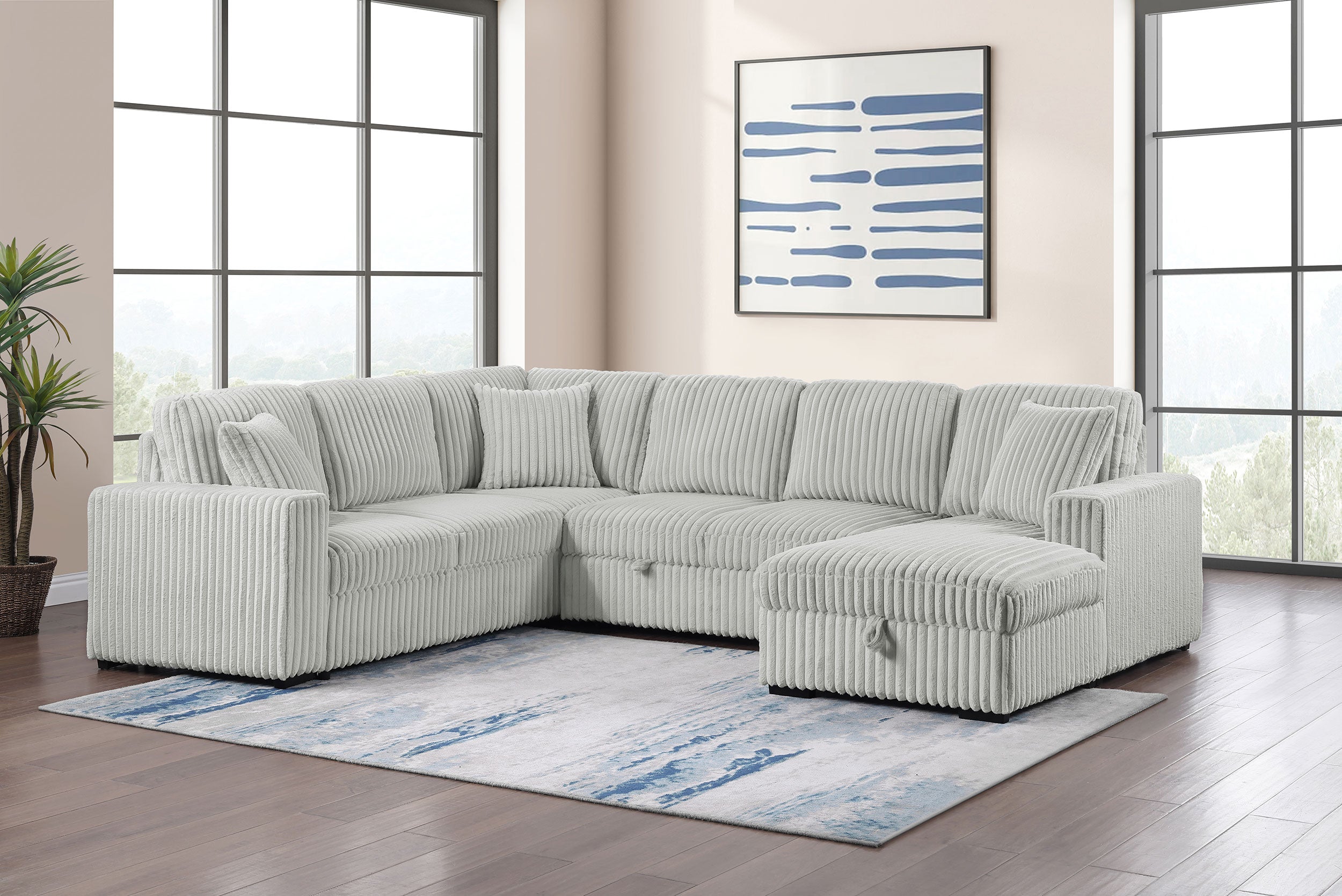 Devonshire Sleeper Sectional Sofa Storage Chaise