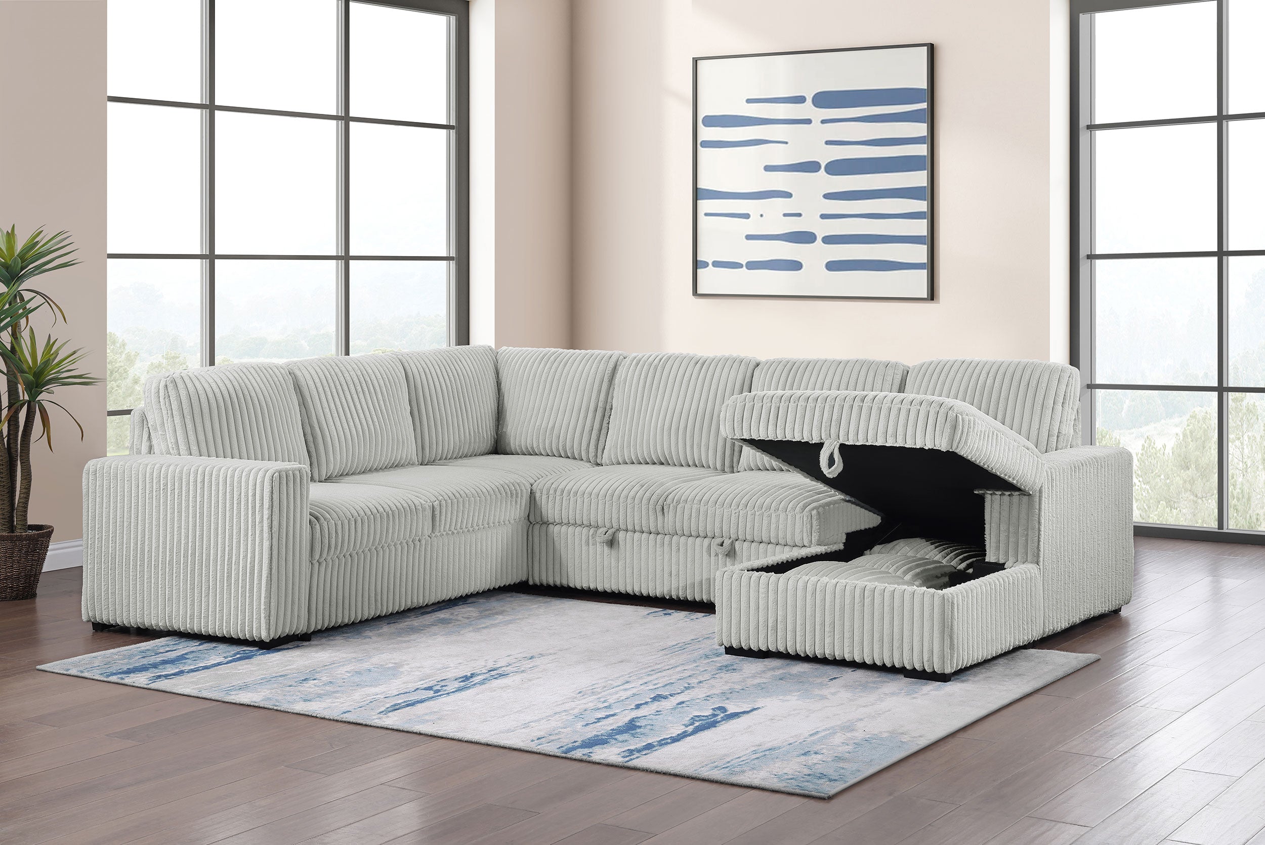 Devonshire Sleeper Sectional Sofa Storage Chaise
