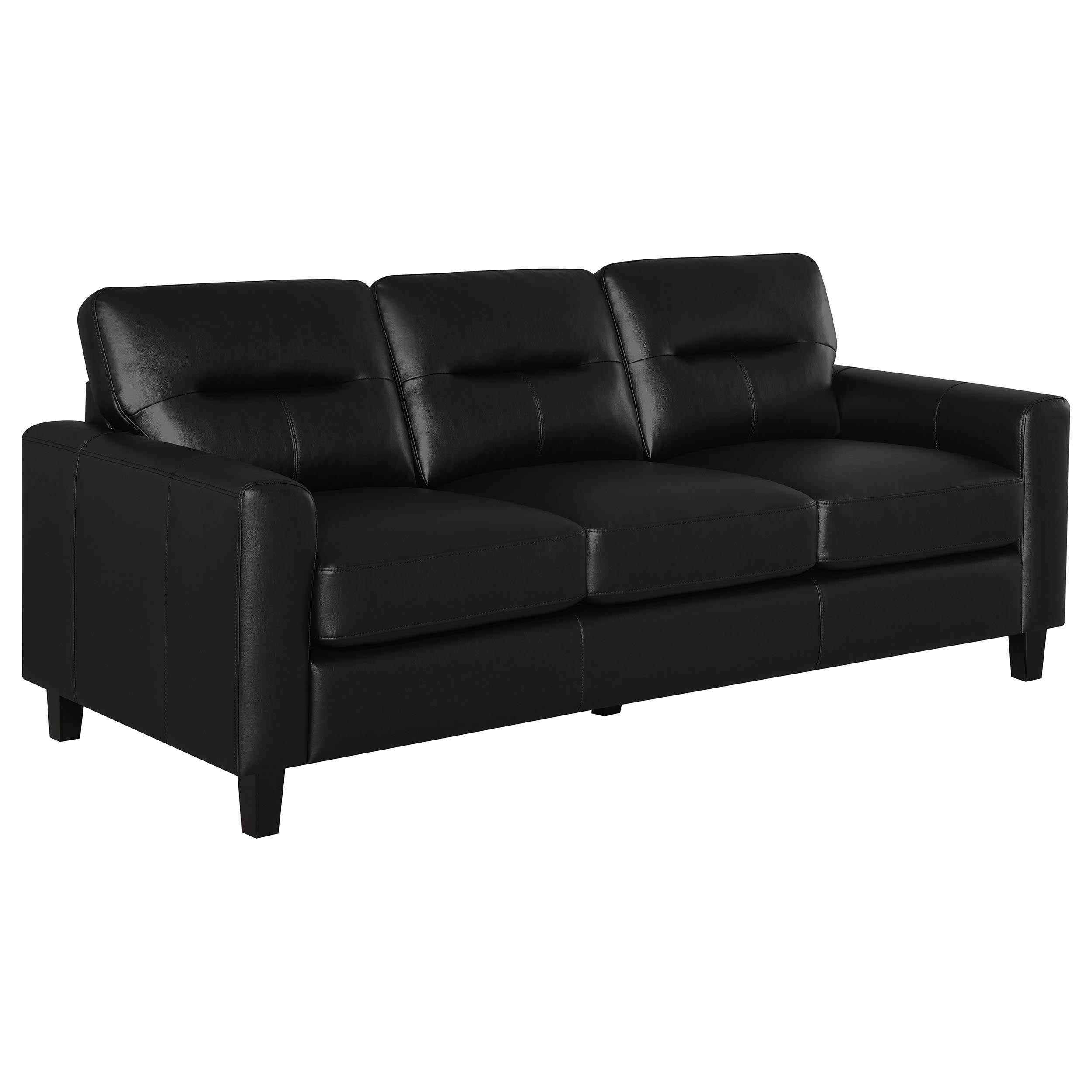 Scotland Faux Leather Upholstered Sofa Set Black