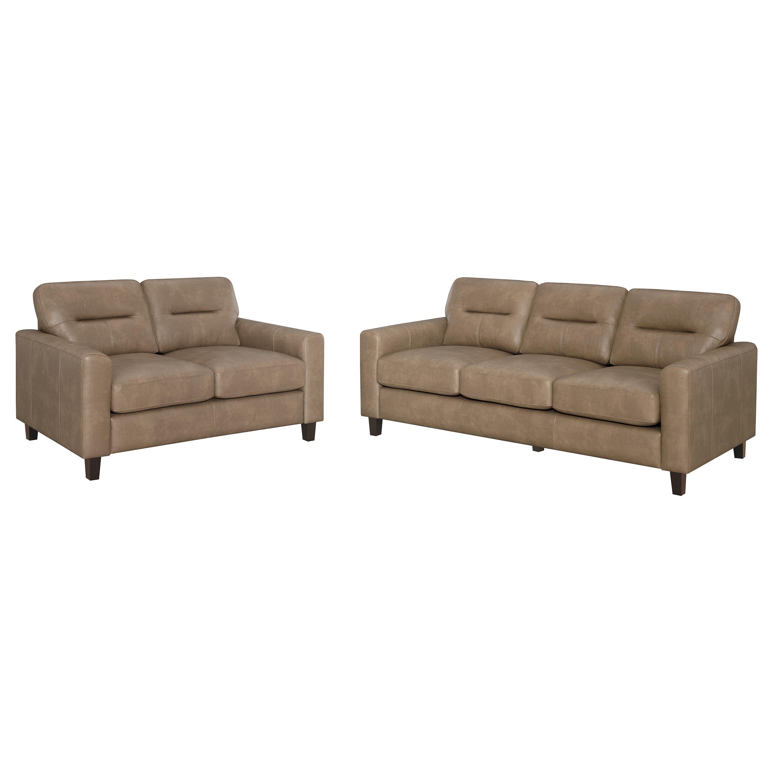 Scotland Faux Leather Upholstered Sofa Set