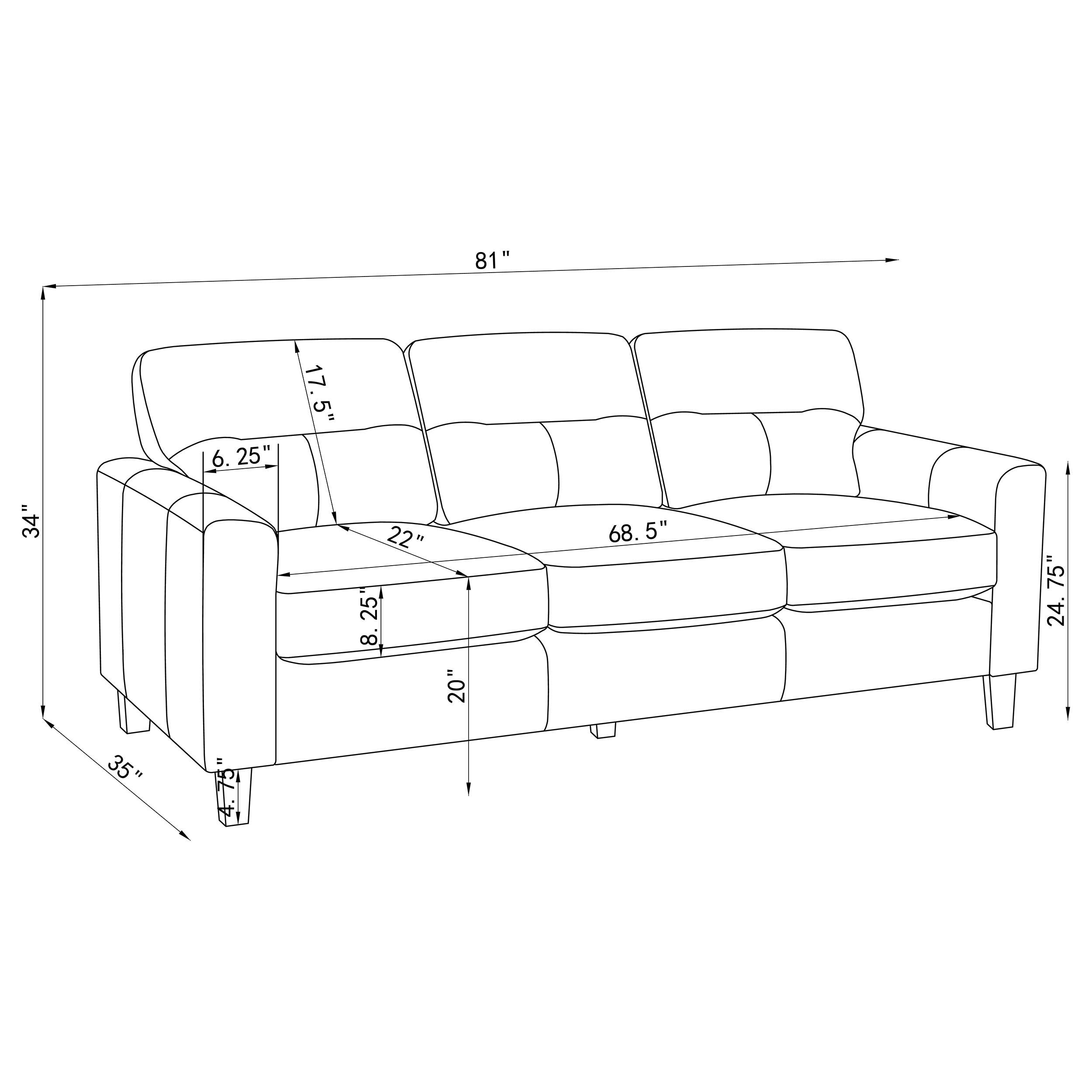 Scotland Faux Leather Upholstered Track Arm Sofa
