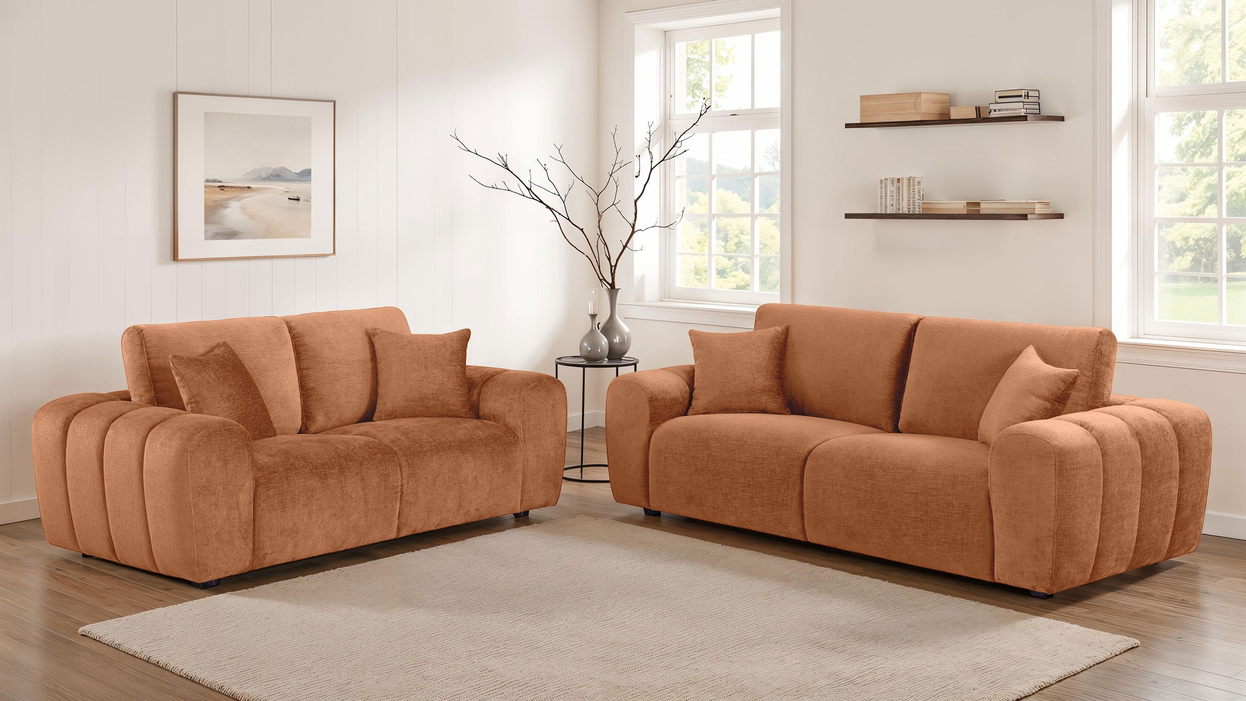Burnett Chenille Upholstered Sofa Set
