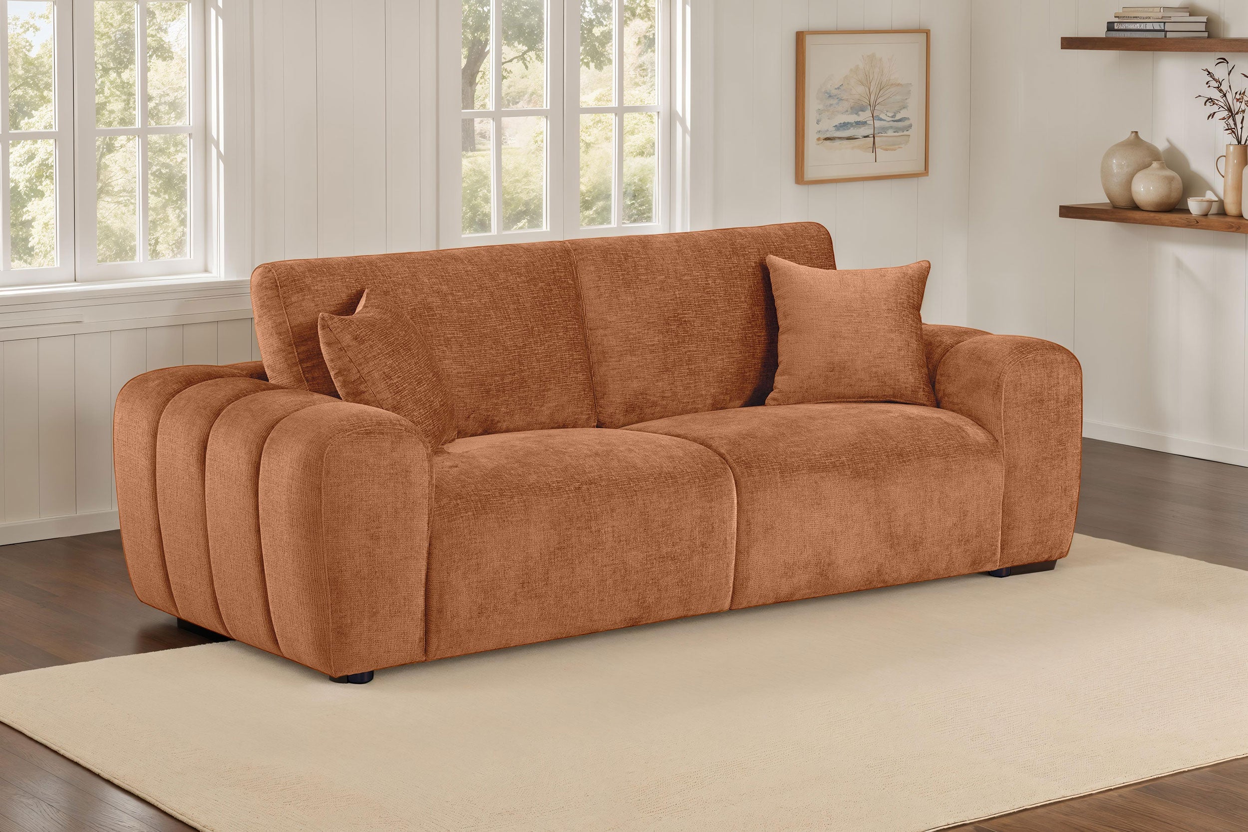 Burnett Chenille Upholstered Wide Arm Sofa