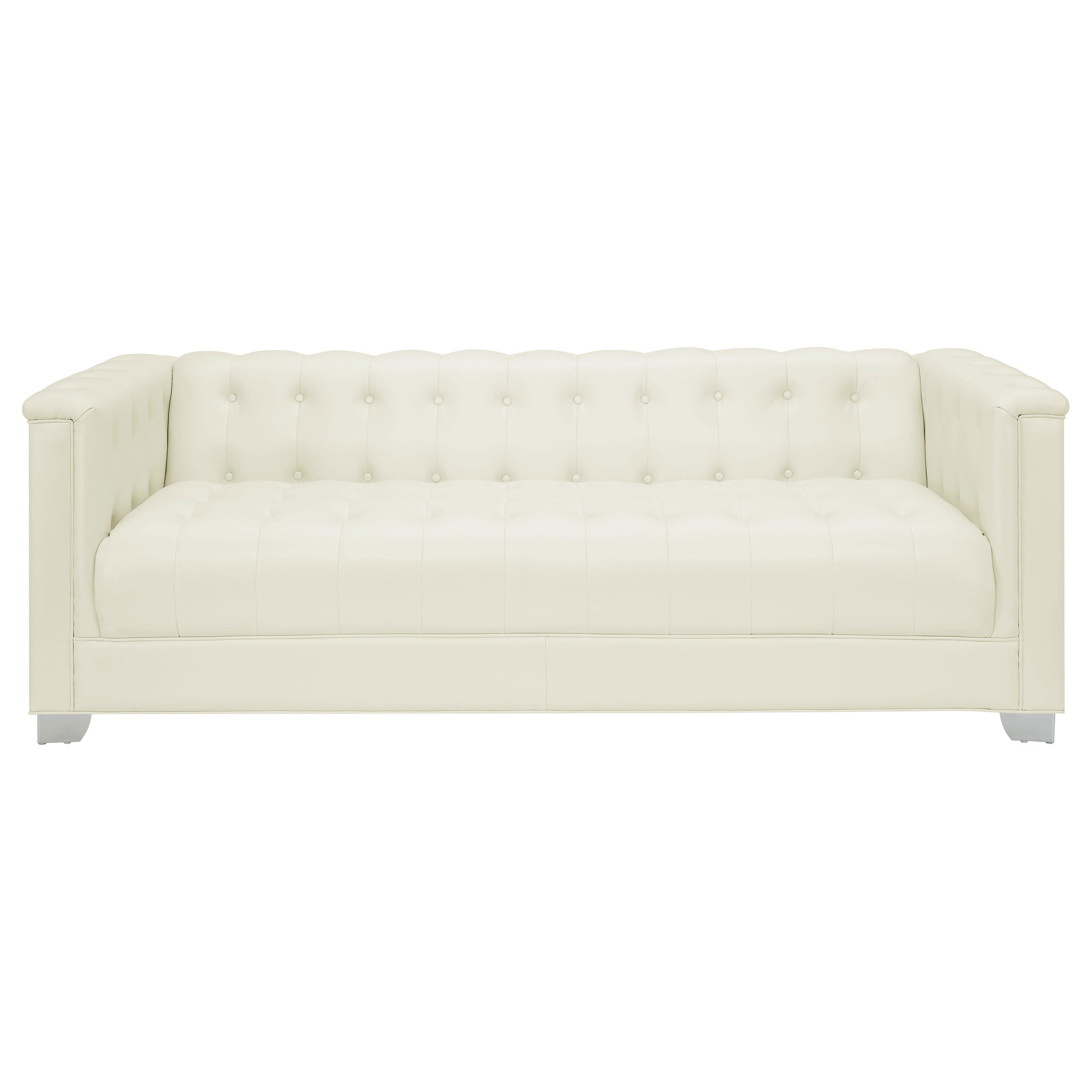 Chaviano Upholstered Track Arm Sofa Set Pearl