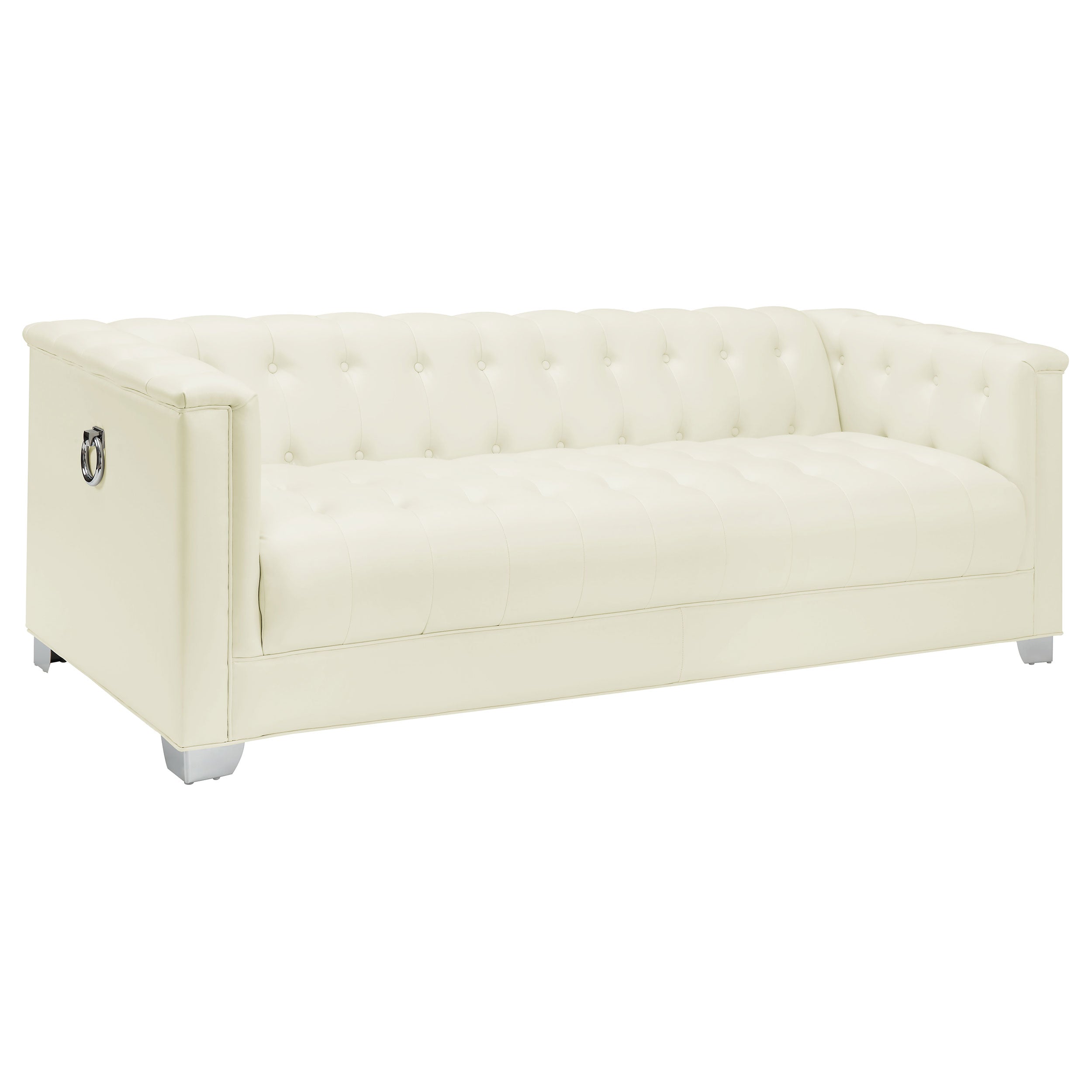 Chaviano Upholstered Track Arm Sofa Set Pearl