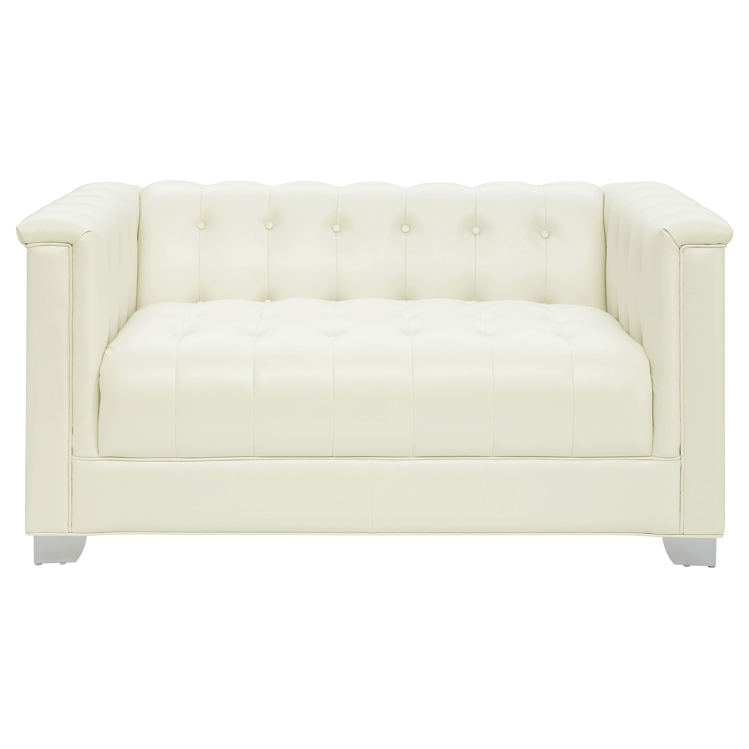 Chaviano Upholstered Track Arm Sofa Set Pearl