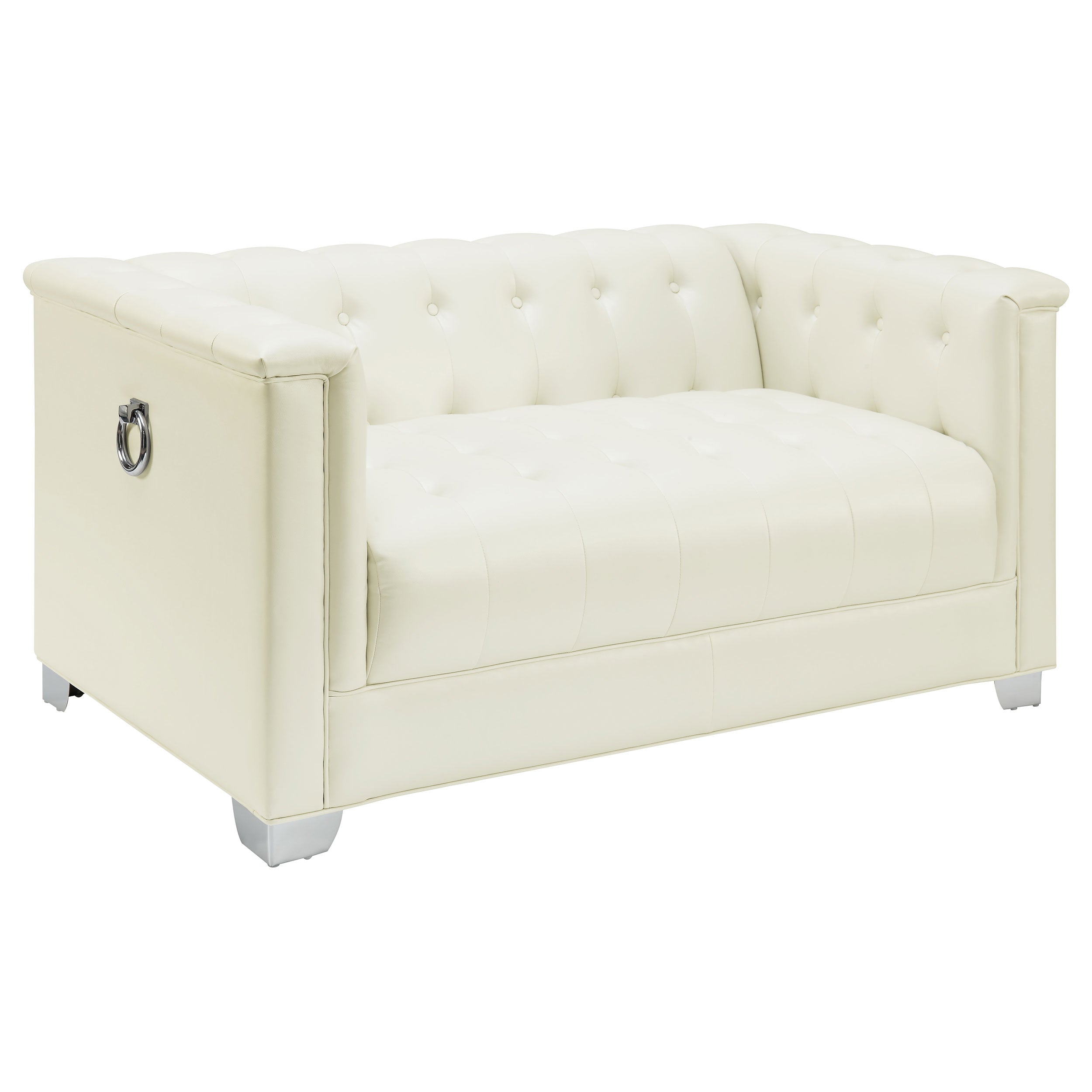 Chaviano Upholstered Track Arm Sofa Set Pearl