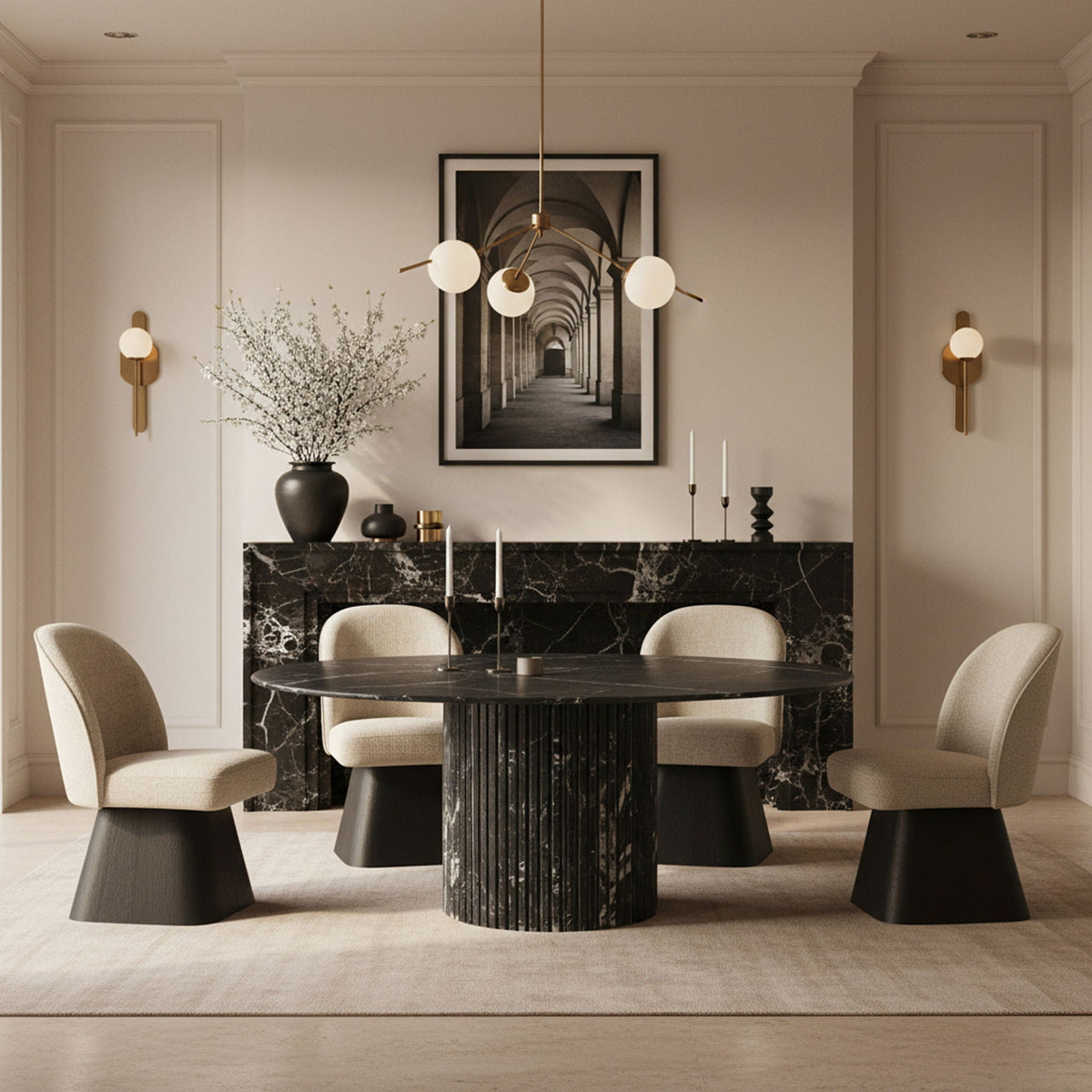Marlowe Swivel Dining Side Chair with Black Base
