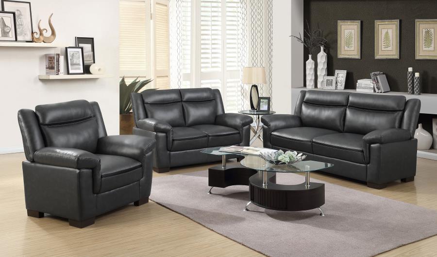 Arabella Upholstered Padded Arm Sofa Set Grey