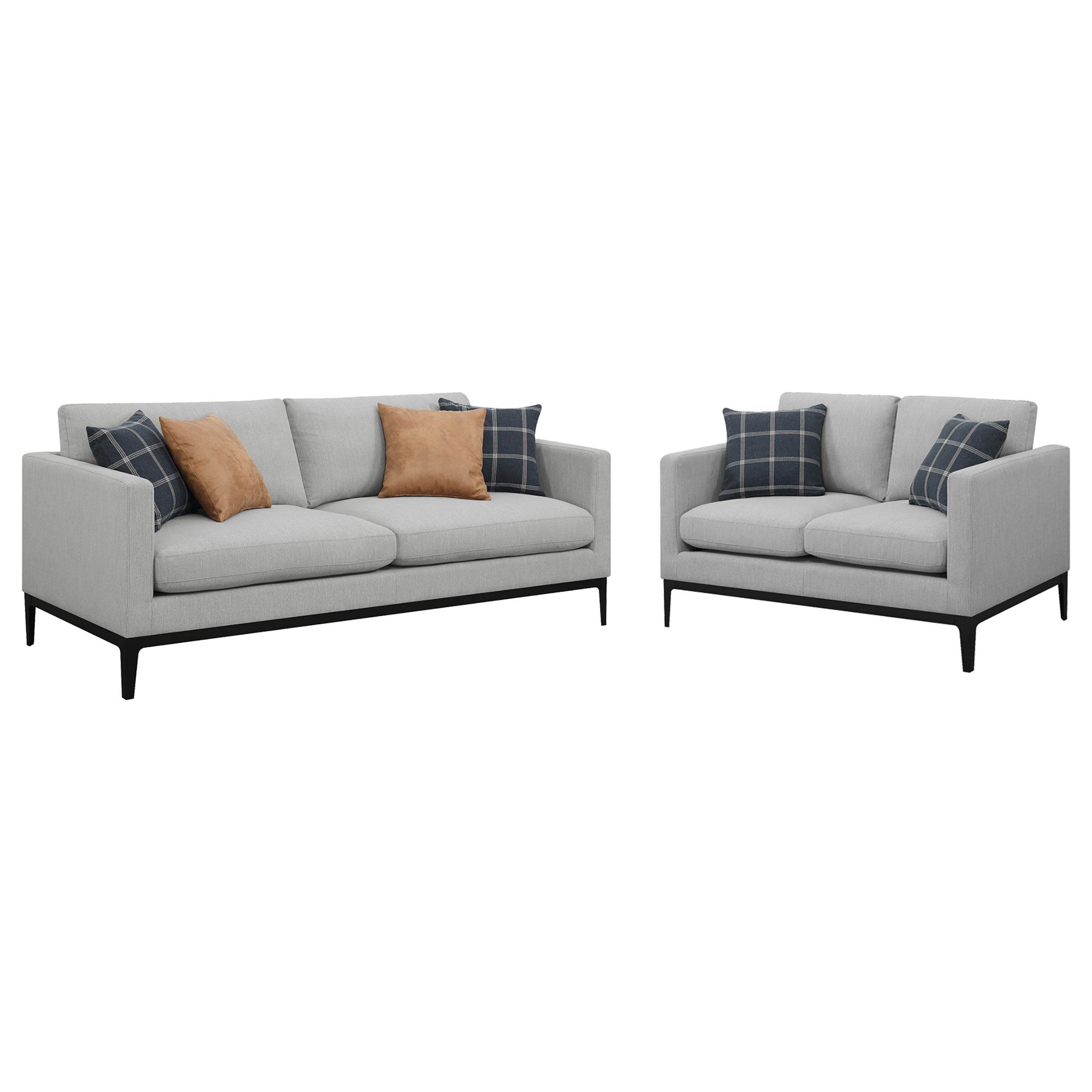 Apperson Upholstered Track Arm Sofa Set Light Grey