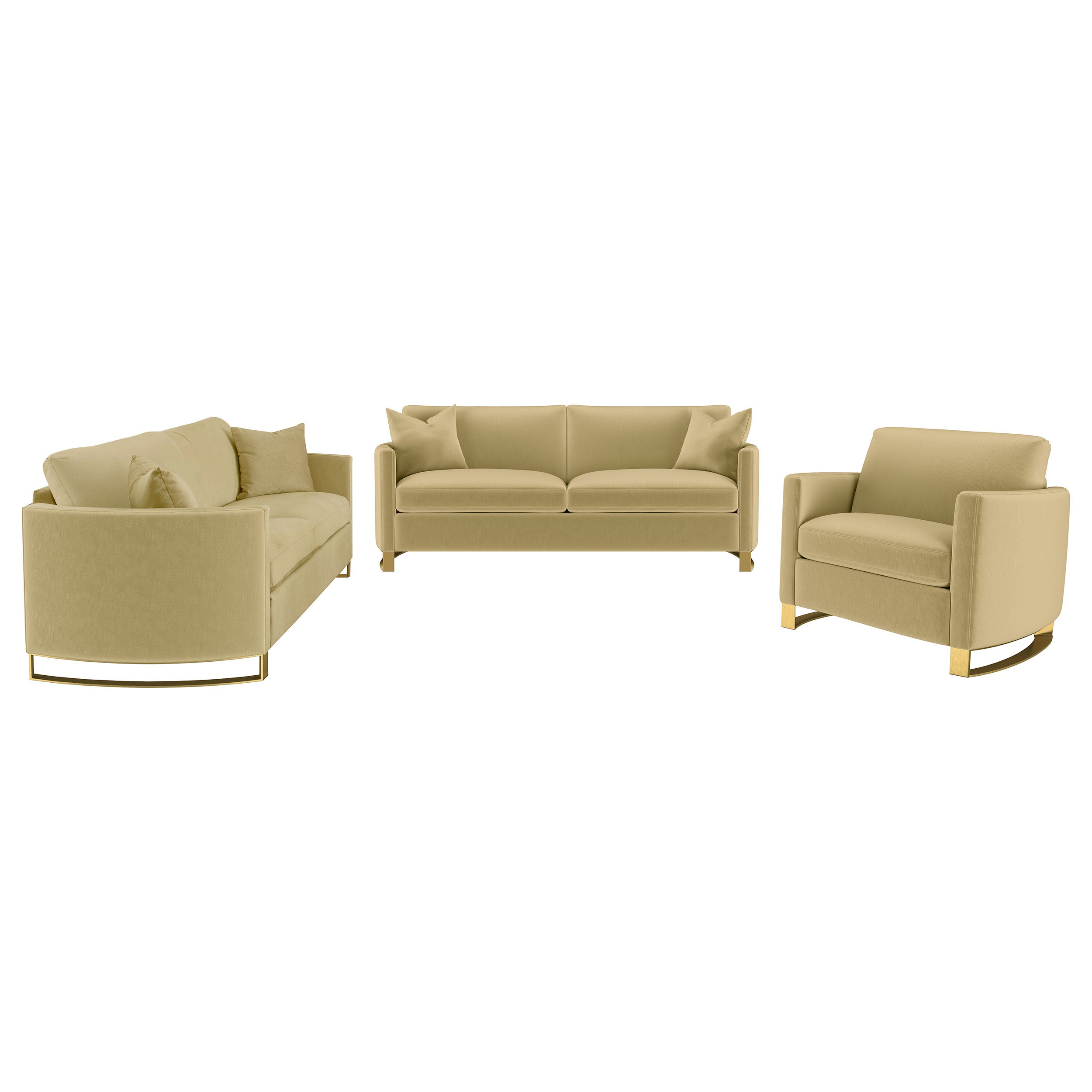 Corliss Velvet Upholstered Sofa Set