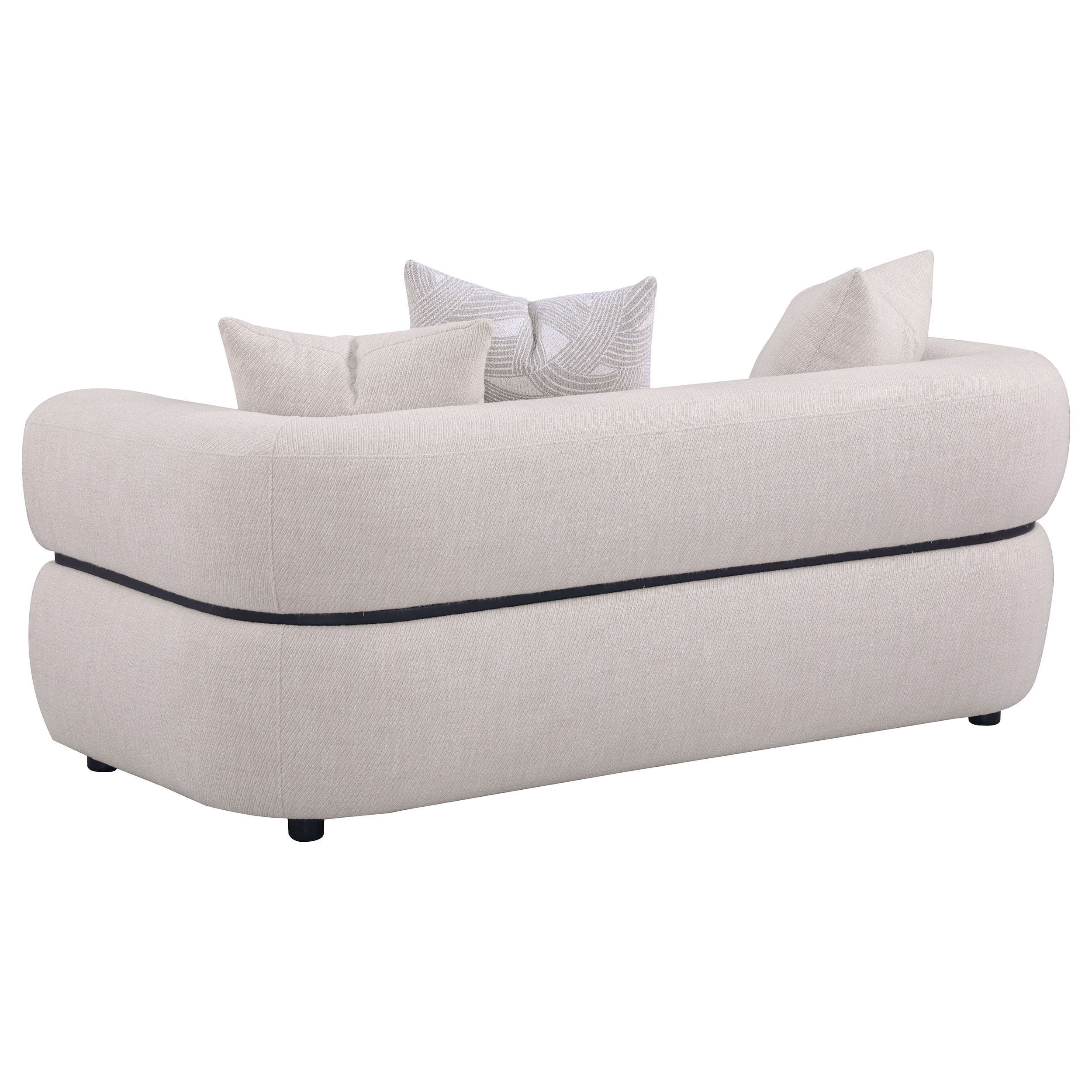 Jeanette Fabric Upholstered Round Arm Sofa Set Beige