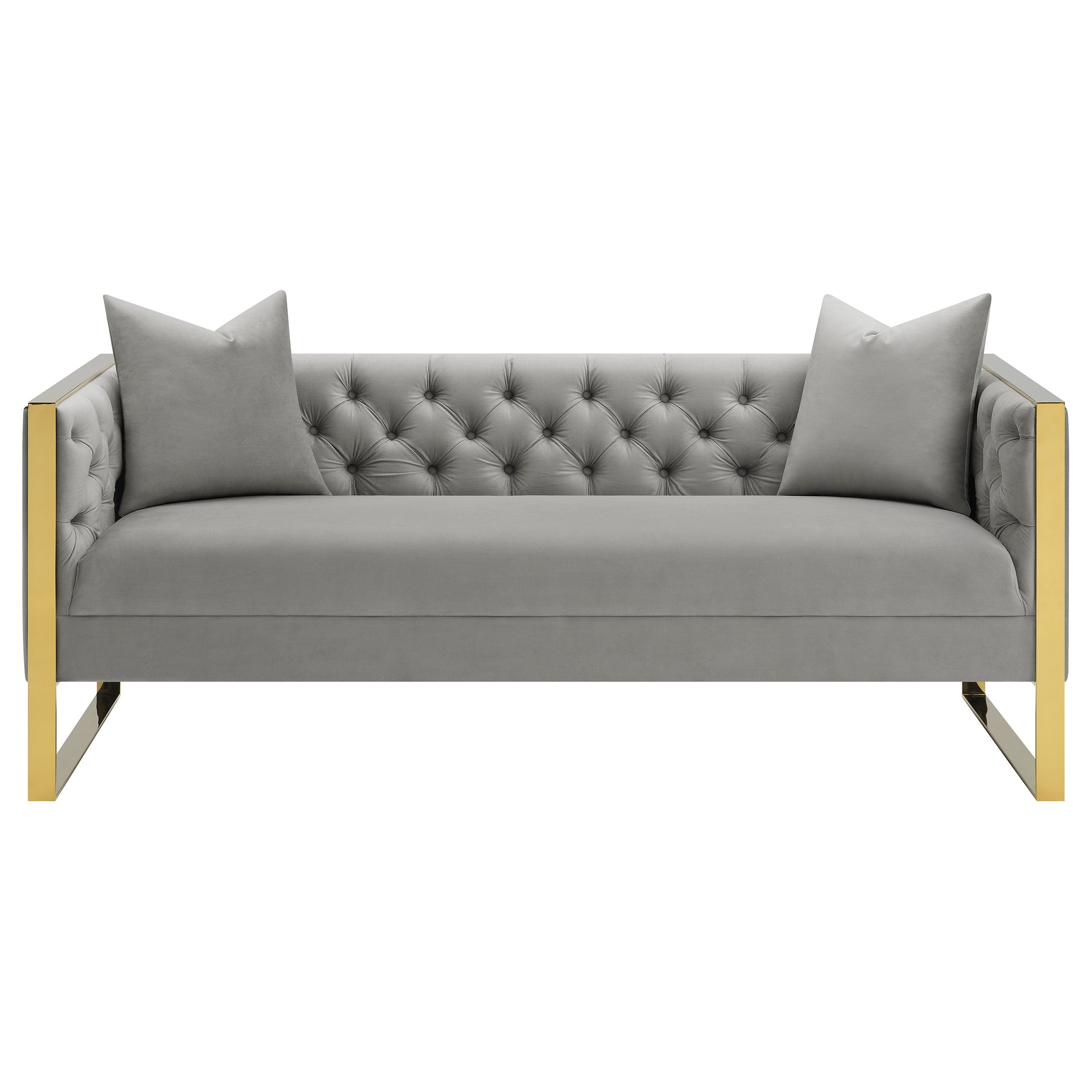 Eastbrook Velvet Upholstered Tufted Sofa Set Grey