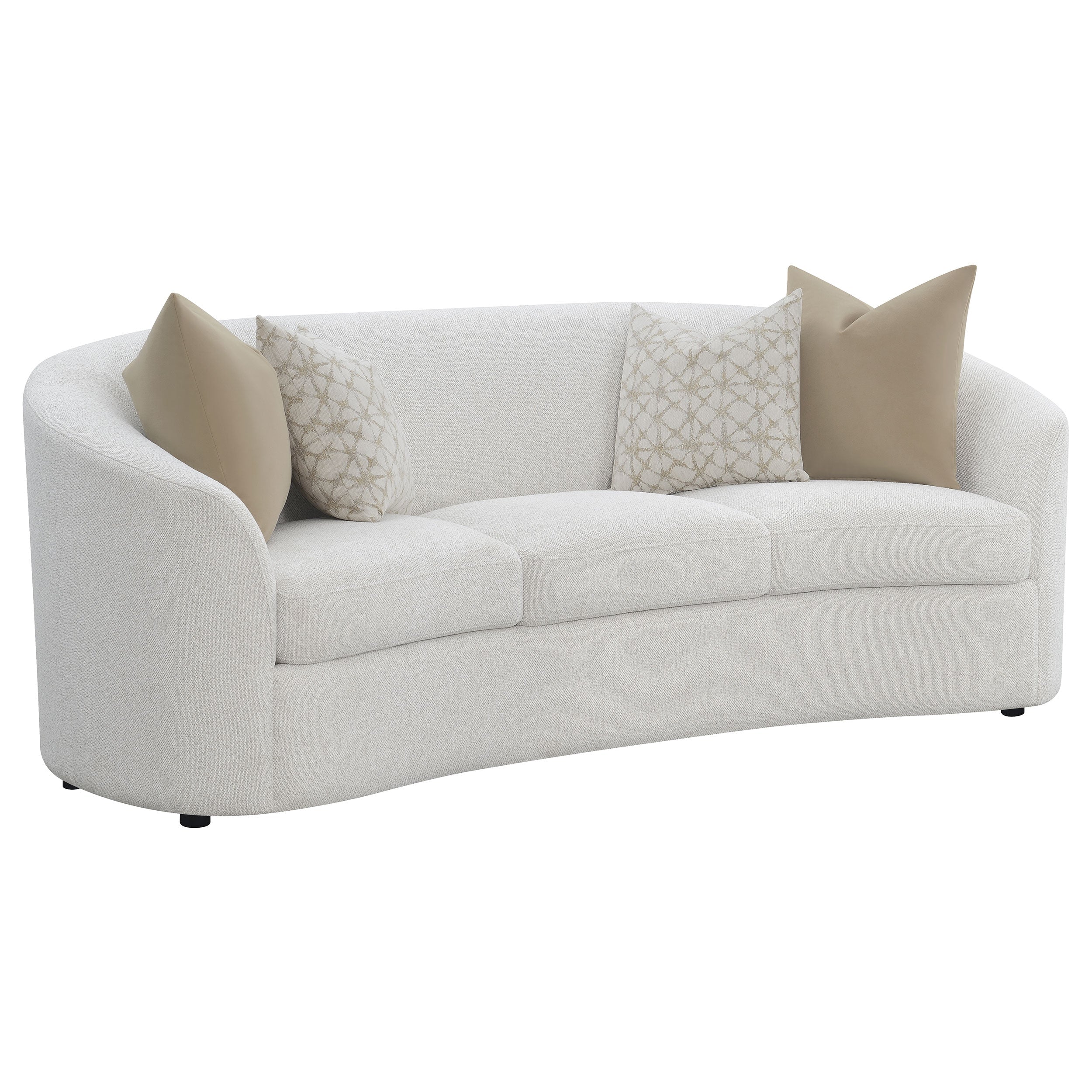 Rainn Boucle Upholstered Sloped Arm Sofa Set Latte