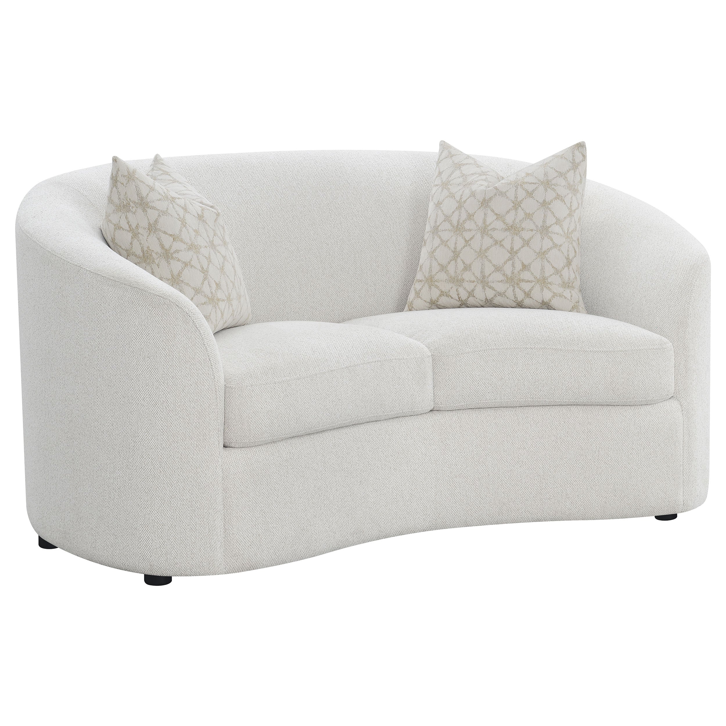 Rainn Boucle Upholstered Sloped Arm Sofa Set Latte